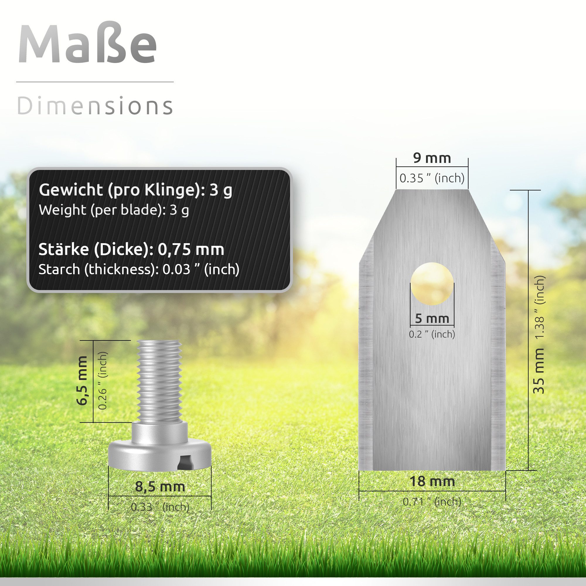 ECENCE Mährobotermesser 60x Ersatz-Mess...