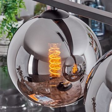 hofstein Pendelleuchte Hängelampe aus Metall/Glas in Schwarz/Chromfarben, ohne Leuchtmittel, Hängeleuchte mit Glasschirmen (20 cm), Höhe max. 116,5 cm, 4 x E27