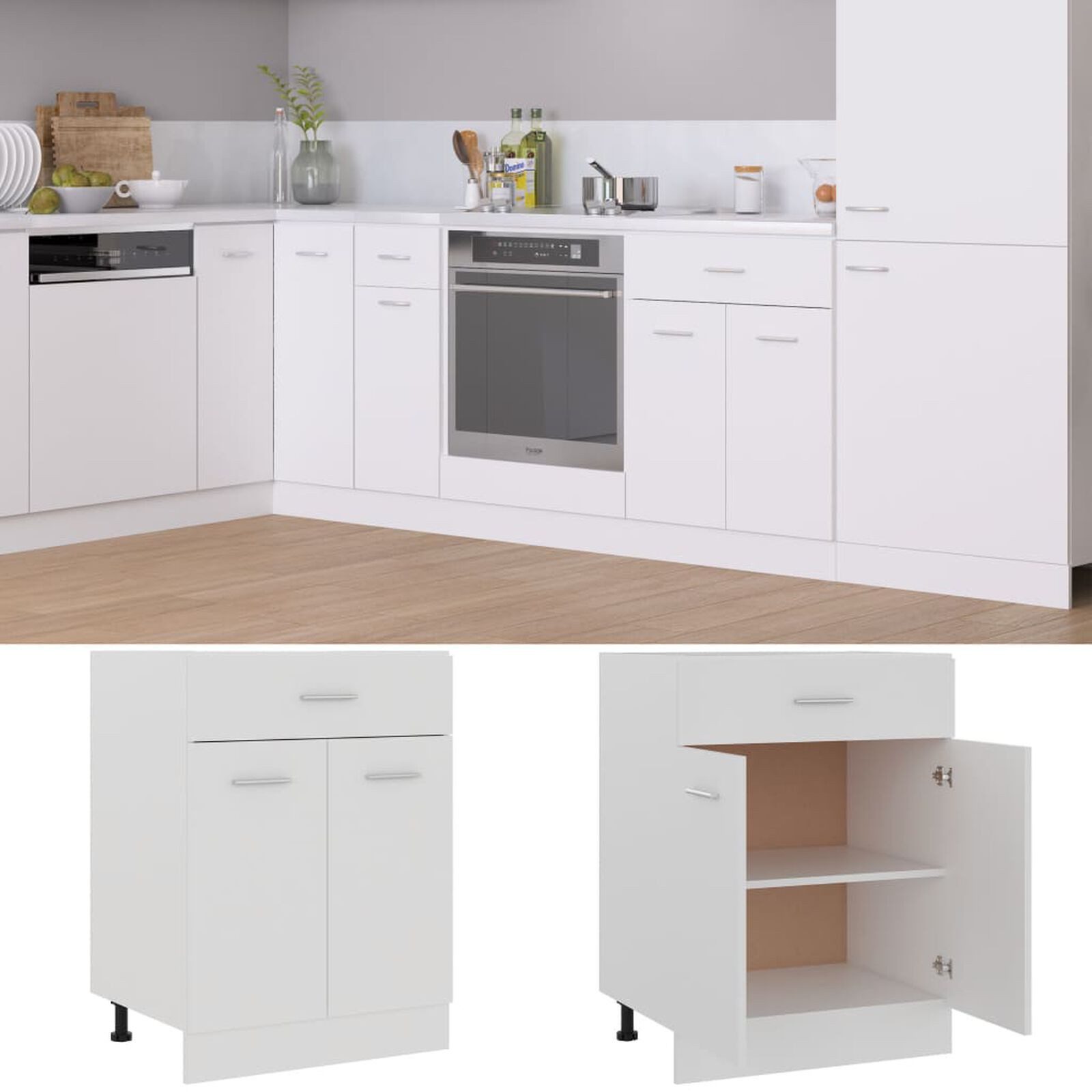 DOTMALL Stauraumschrank Schubunterschrank Lyon Weiß 60x46x81,5 günstig online kaufen
