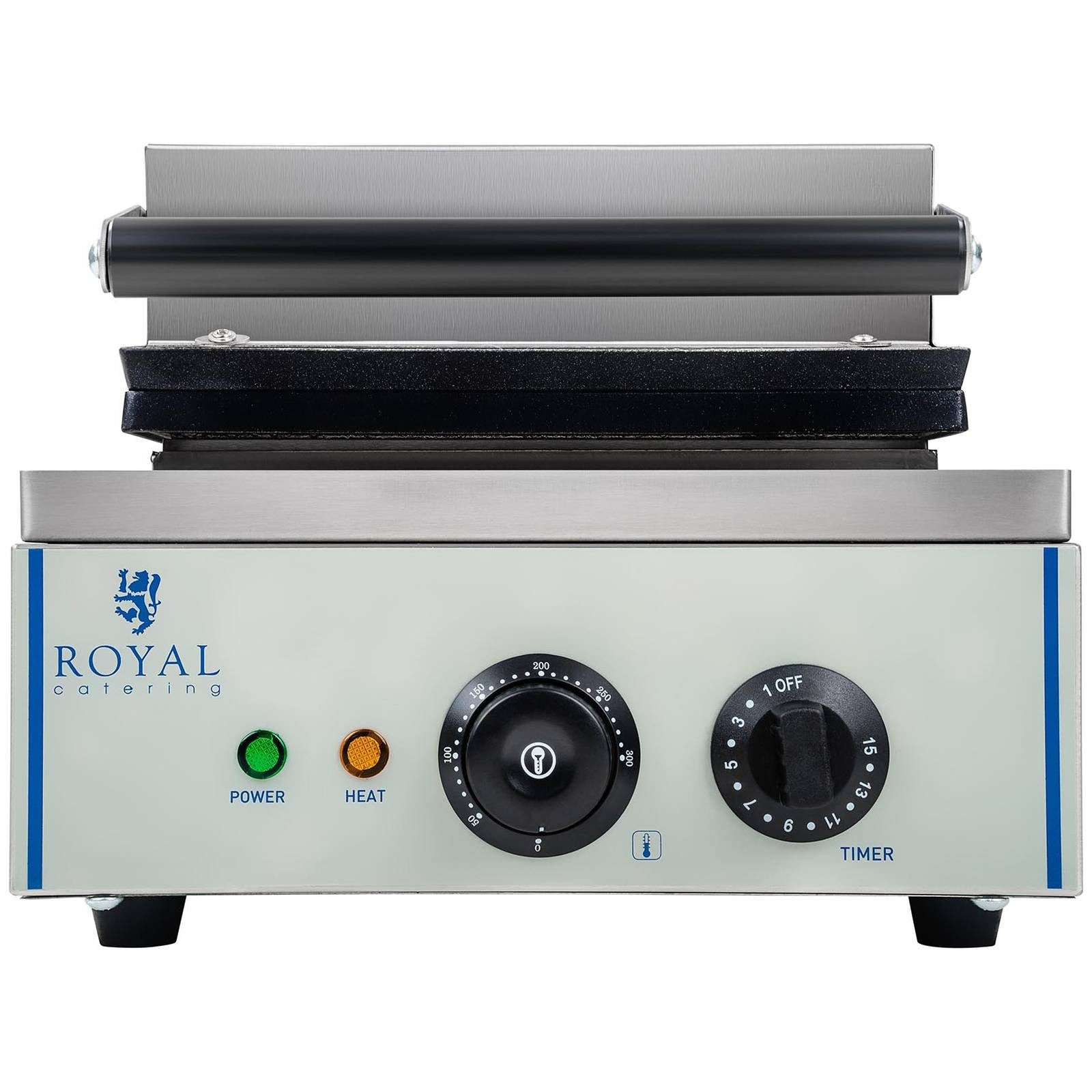 Royal Catering Waffeleisen Herzform Waffel Maker Waffelautomat 1500W Timer Edelstahl Gastro XXL, 1500 W