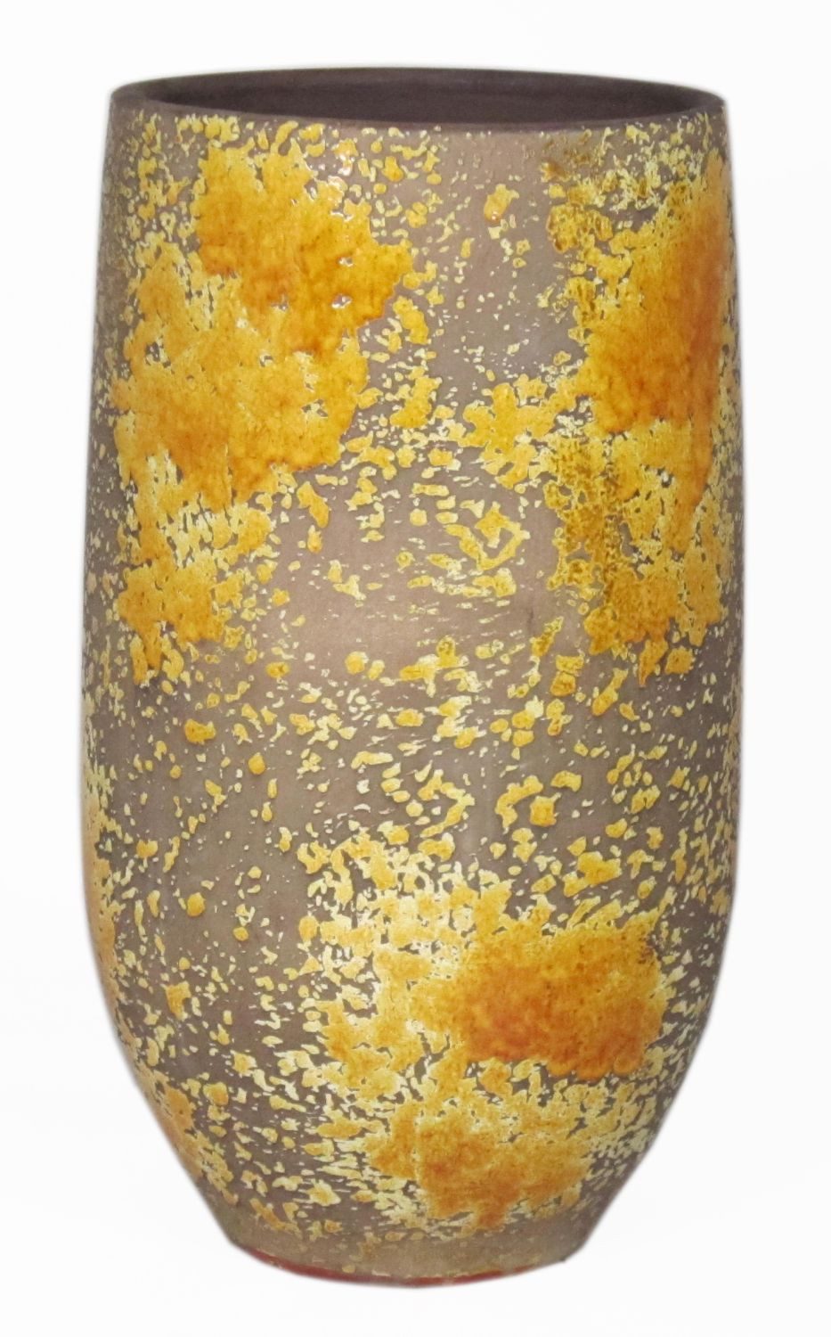 INNA-Glas Dekovase Rustikale Keramikvase, Farbverlauf, ockergelb-braun, 45 cm, Ø 20 cm