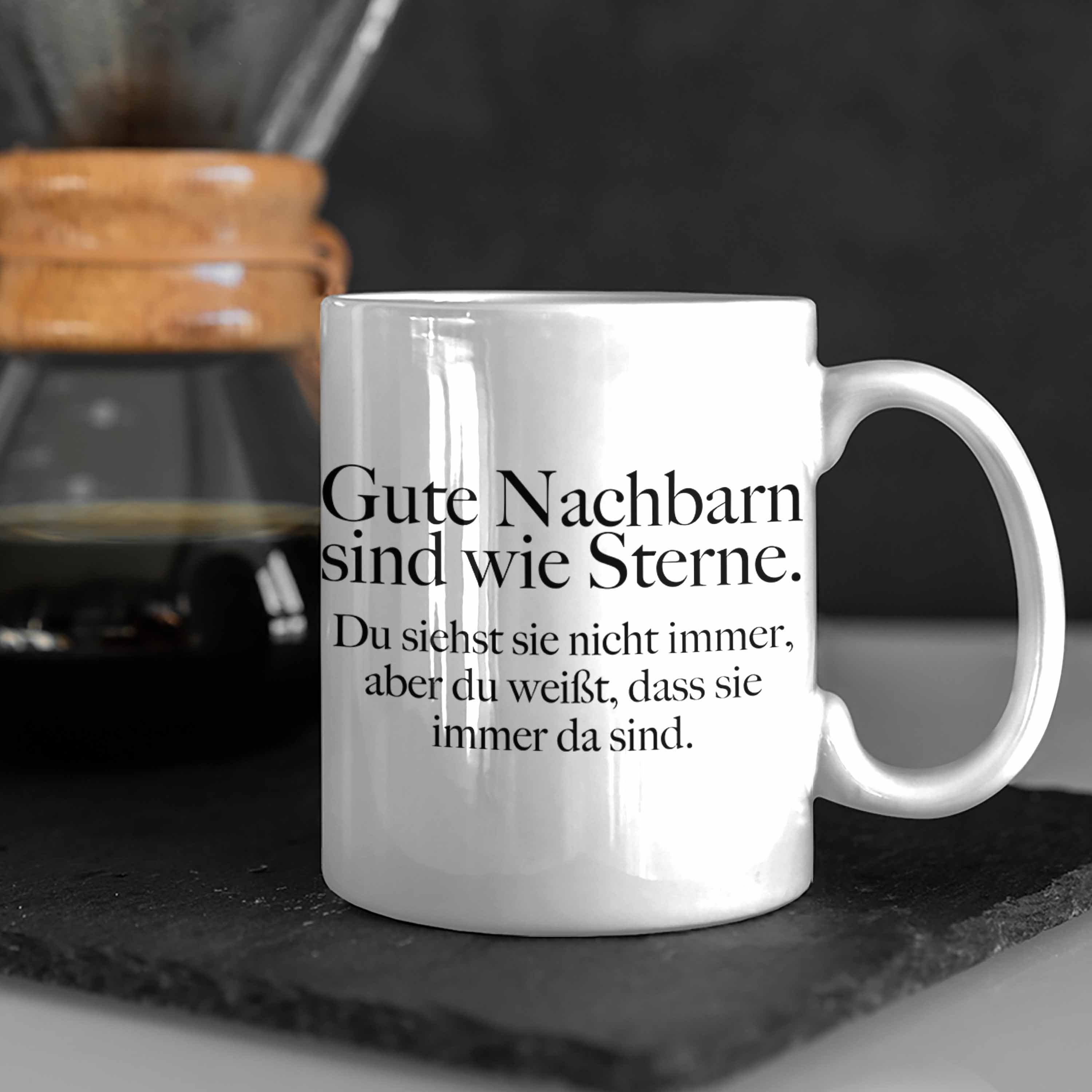 Trendation weiss Nachbar Nachbarn Geschenk - Tasse Abschiedsgeschenk Trendation - Abschied Bester Nachbarin Nachbarn Tasse Trendation Gute Nachbar