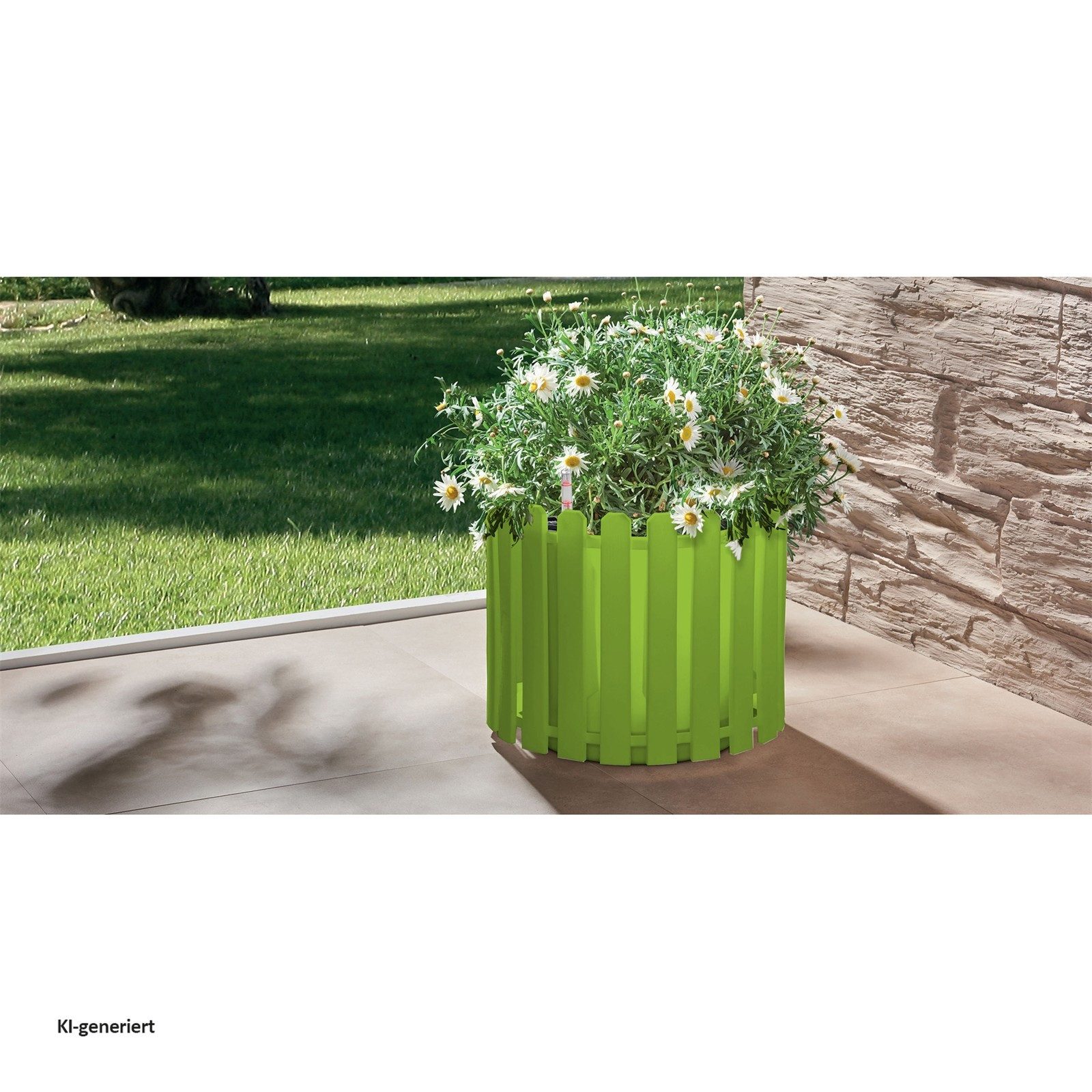 HTI-Living Blumentopf Blumentopf mit Wasserspeicher Nessa rund grün (Stück, 1 St., 1 Blumentopf), aus Kunststoff mit Wasserstandsanzeiger
