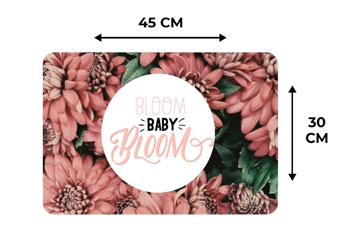 Platzset, Bloom baby bloom' (6-St), - Platzset, Zitate, Schmutzabweisend Platzdecken, Sprichwörter Platzmatte, Tischmatten, MuchoWow, 
