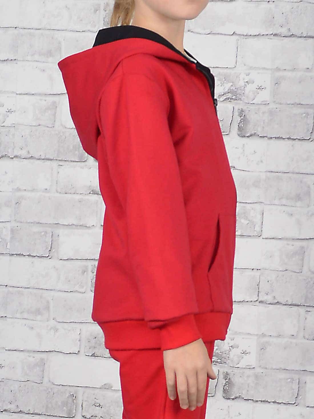 KMISSO Hoodie Sweatjacke Hoodie Kapuzen Kapuzensweatjacke Mädchen (1-tlg) Rot