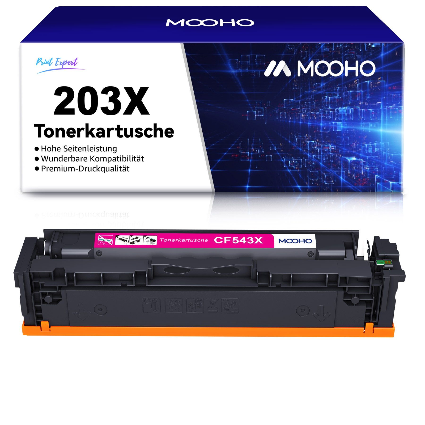 MOOHO Tonerkartusche für HP 203A CF540A Laserjet Pro MFP M280nw M281fdw 1* Magenta