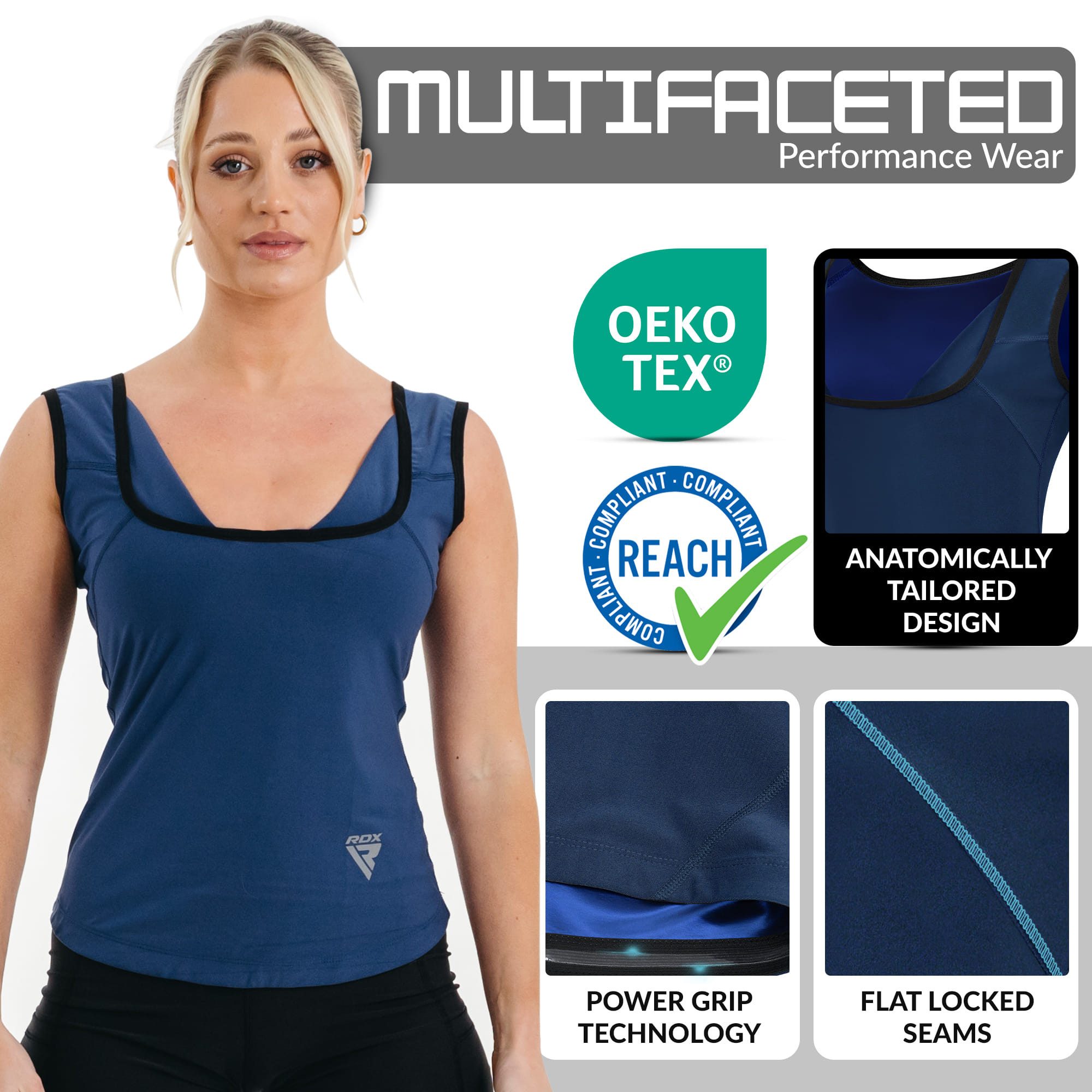 RDX Kompressionsshirt RDX Damen-Saunaweste, wärmespeichernder Schweiß-Taillentrainer