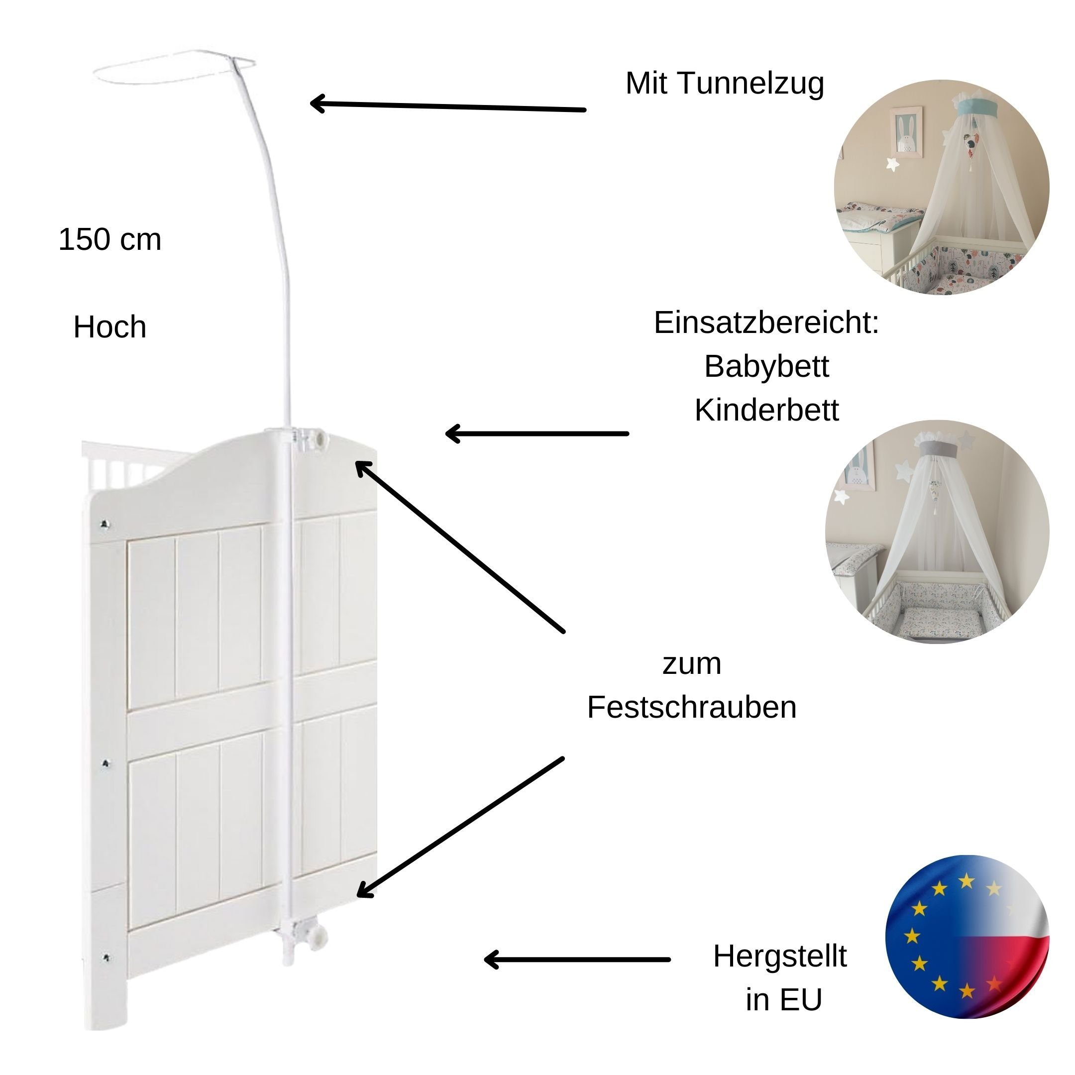 Babymajawelt Himmelstange Himmelstange Standard mit Befestigung weiß zum Fe günstig online kaufen