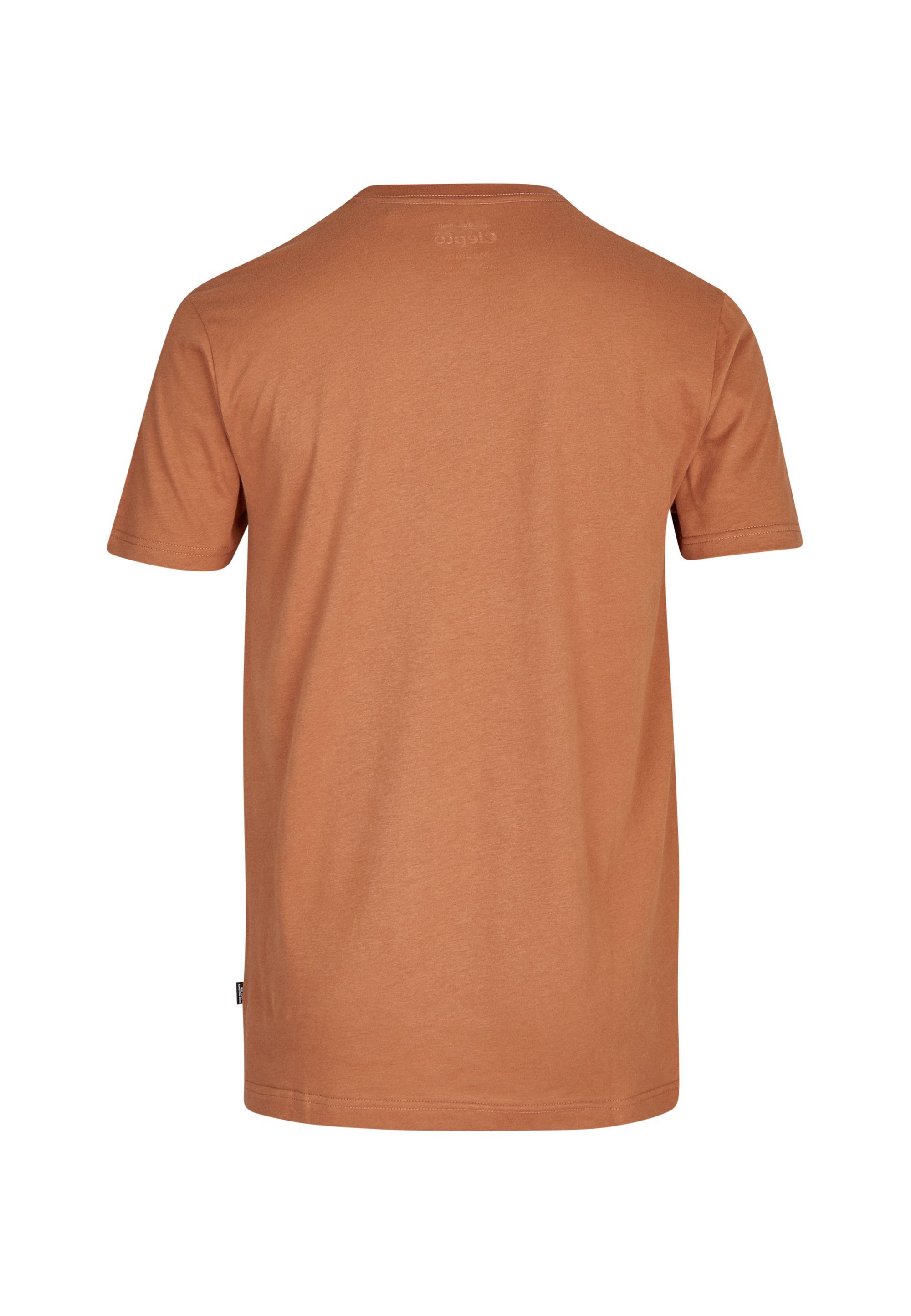 camelfarben (1-tlg) Ligull Regular kleiner Logo-Stickerei T-Shirt Cleptomanicx mit