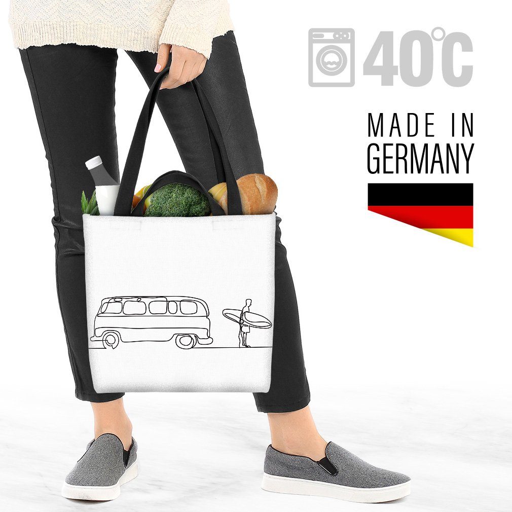 VOID Henkeltasche (1-tlg), weiss Camping Camper Beach van aus Van Grafik zelt gelb urlaub Surfer