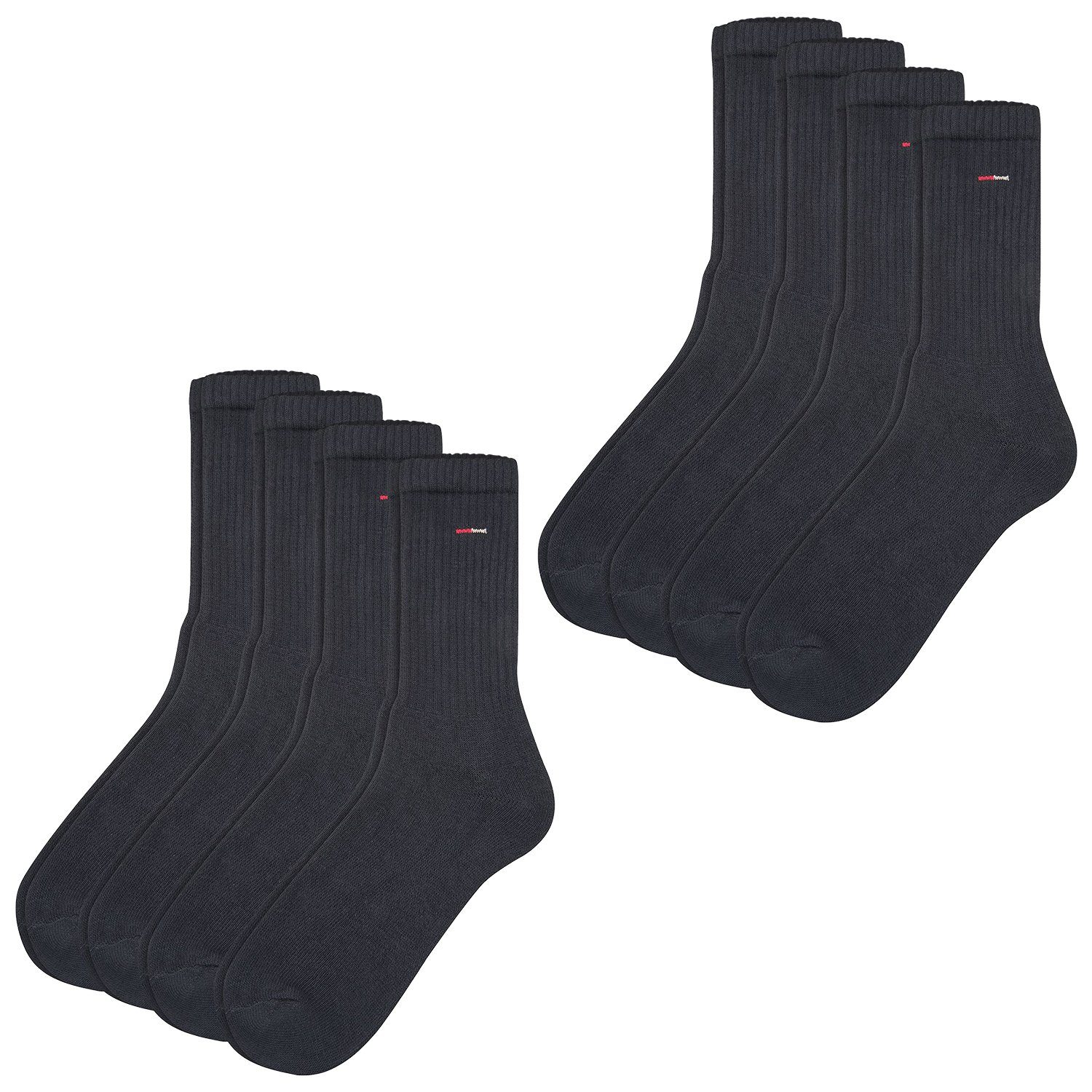 Camano Sportsocken Unisex Sport Socken Red 8er Pack (8-Paar) aus Baumwollmix im 8er 12er 16er Multipack Black (9999)