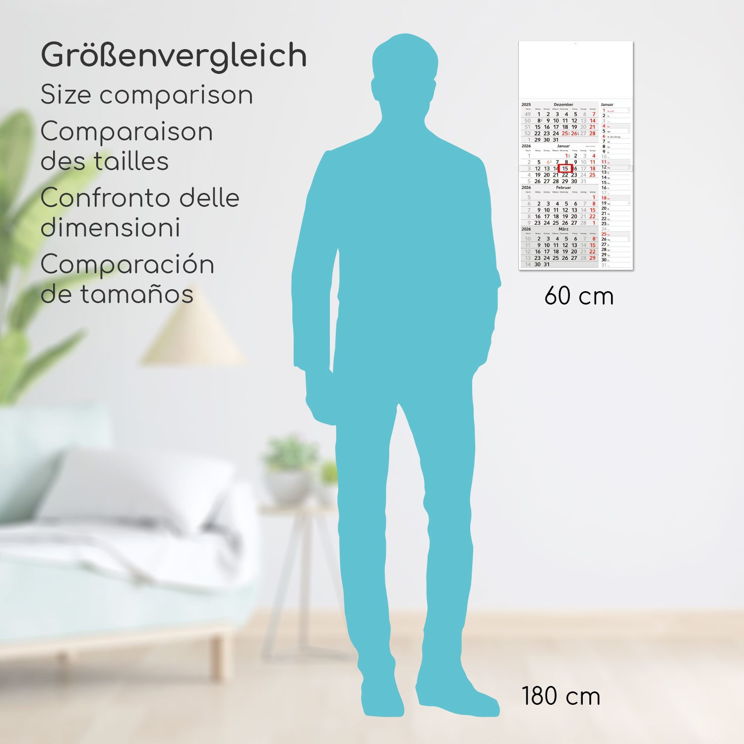 Timr Wandkalender Timr 4-Monatskalender Streifenkalender 2026 - Wandkalender I tr322