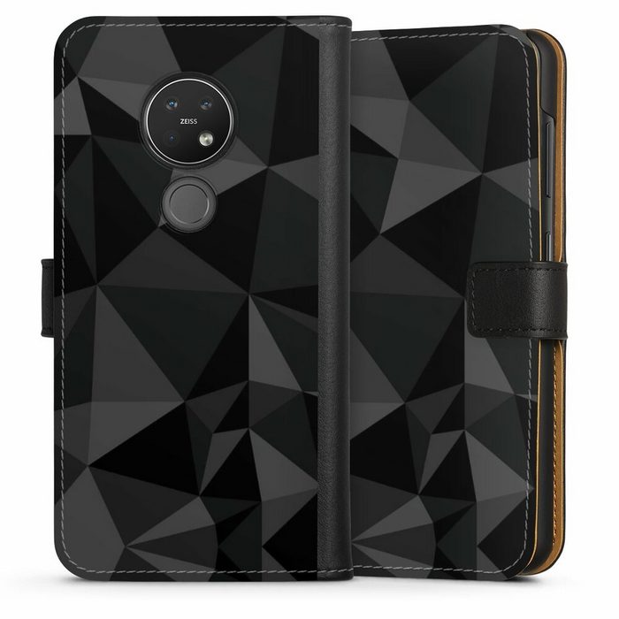 DeinDesign Handyhülle Geometric Muster Abstrakt Polygon Pattern Black Nokia 7.2 Hülle Handy Flip Case Wallet Cover Handytasche Leder