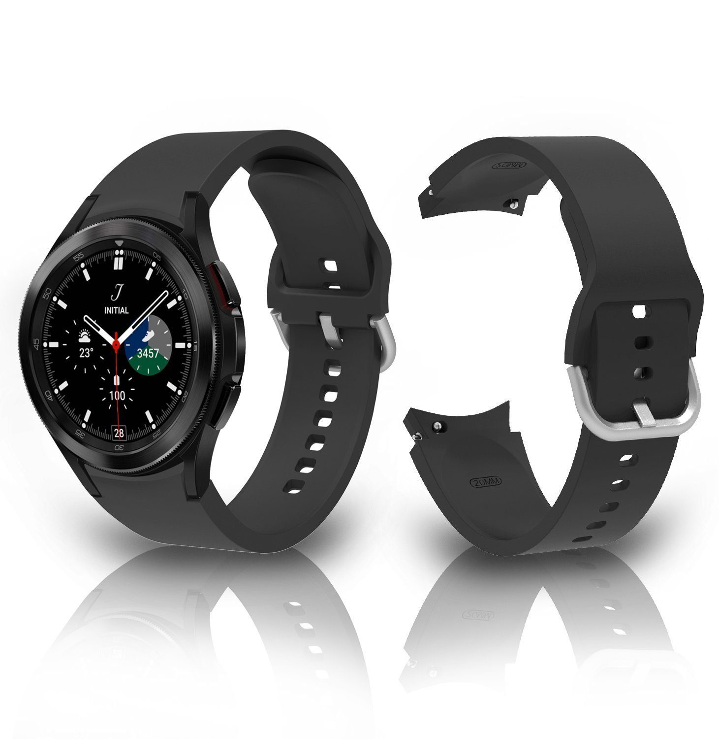 Diida Smartwatch-Armband Armband, Watch Band, Silikon, 20mm für Galaxy Watch 4/ Watch 5 schwarz