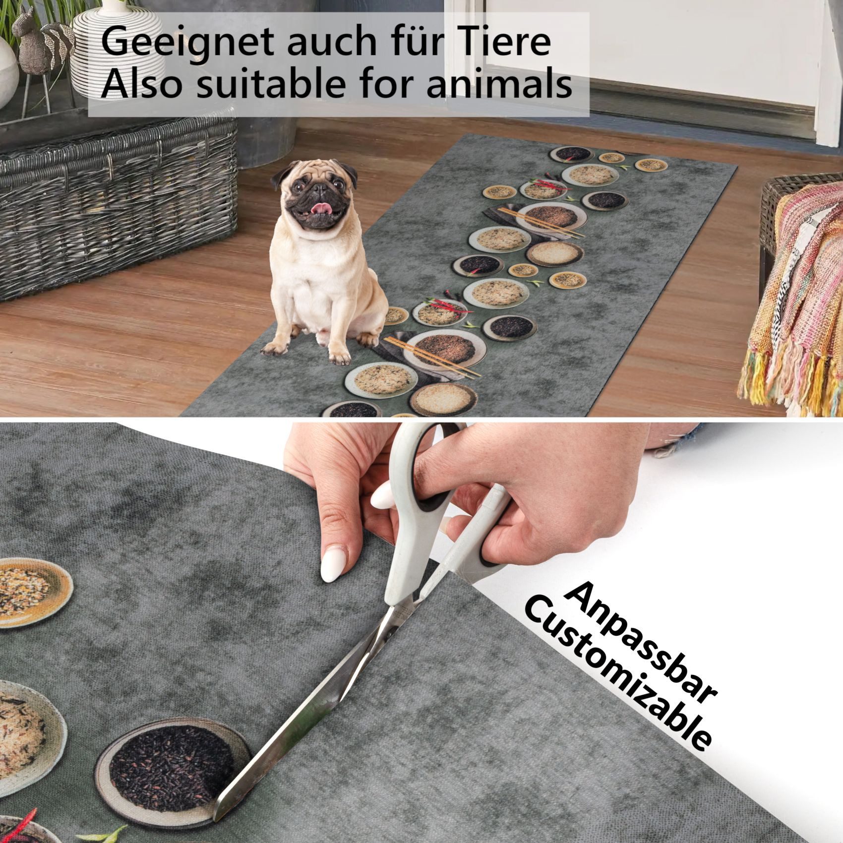 ANRO Küchenläufer RANNA Hochwertig Küchenteppich Teppich Textil, Eckig, Bodenläufer 100x65cm Mosaik Bunt pflegeleicht – Bild 4 von 5