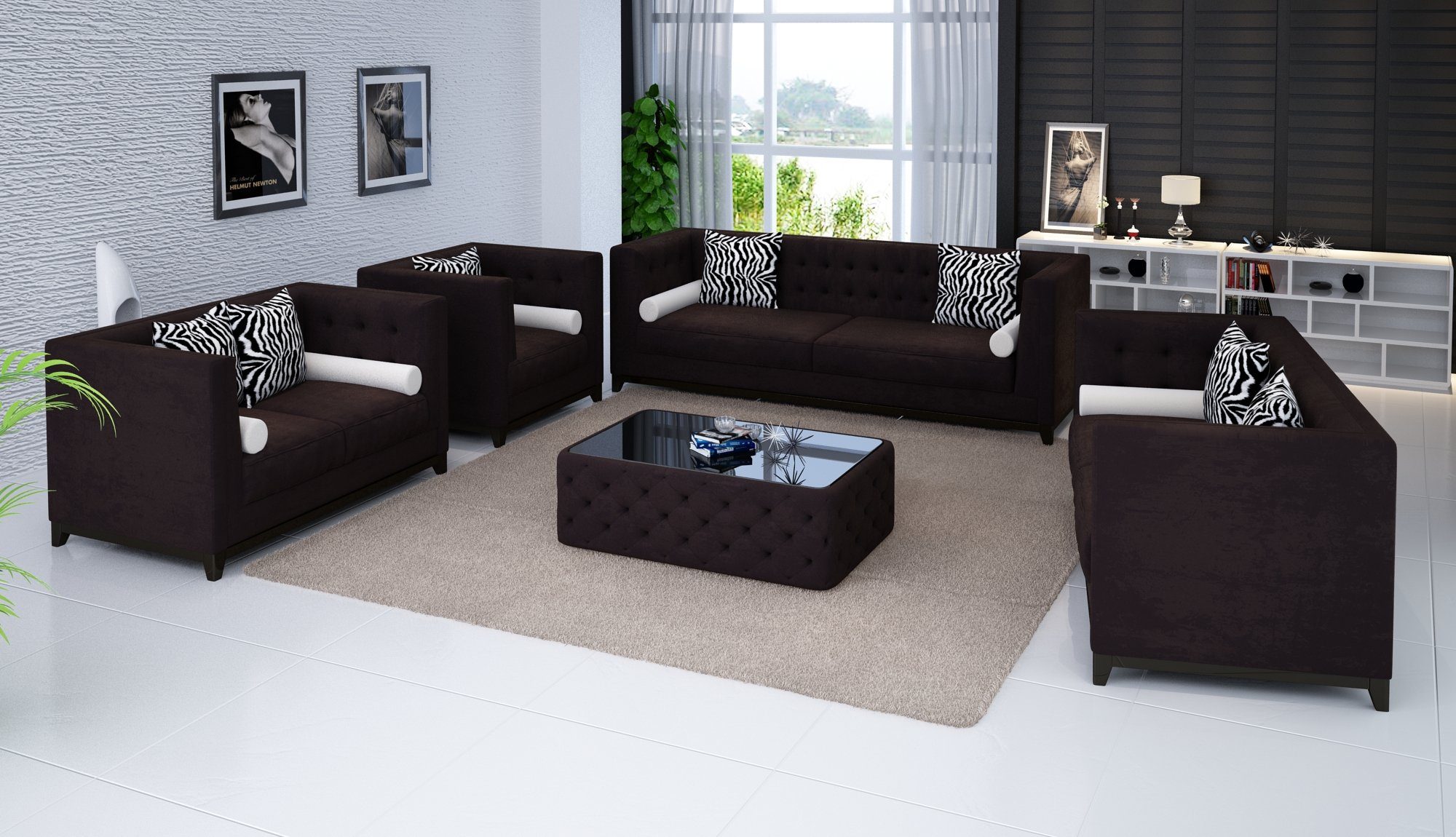 JVmoebel Sofa Sofagarnitur Made 2 Sitzer, in Braun Leder 3 Couchen Design Polster Set Sofas Europe