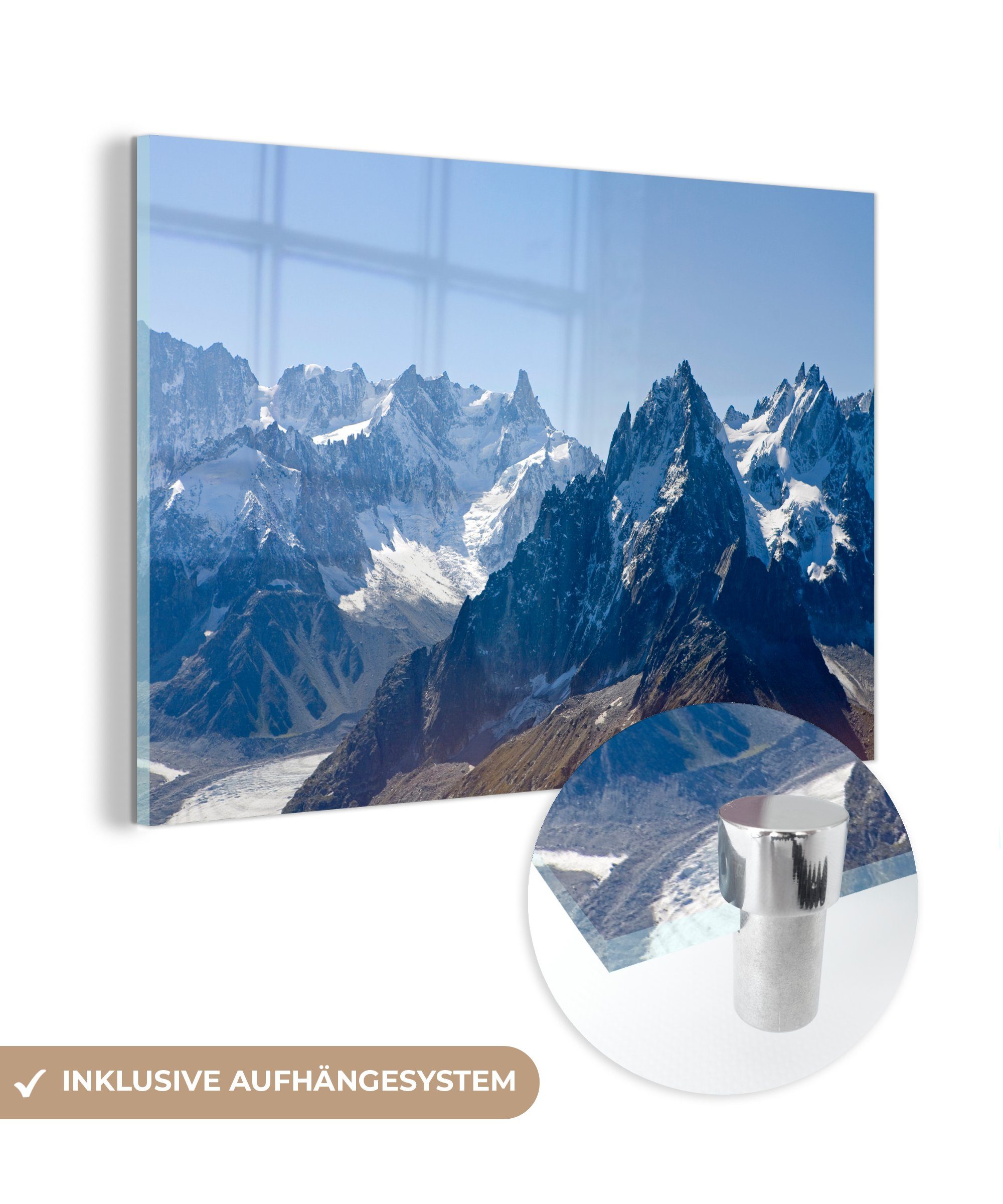 MuchoWow Acrylglasbild Alpen - Schnee - Berg, (1 St), Acrylglasbilder Wohnzimmer & Schlafzimmer