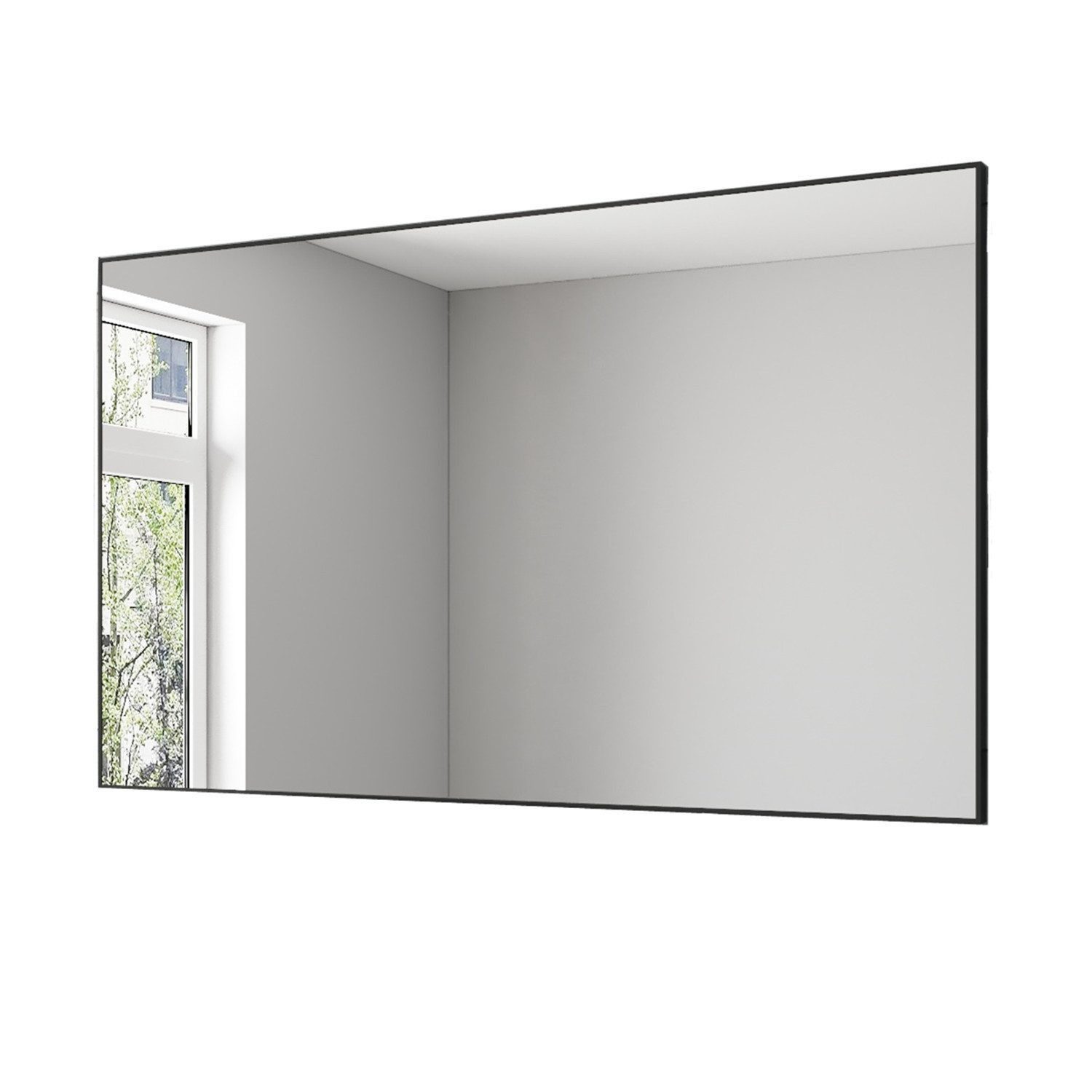 AQUABATOS Wandspiegel Bad Spiegel Schwarz Alu-Rahmen Dekospiegel Schwarz Badezimmer Spiegel (Badspiegel Hängespiegel Aluminiumrahmen ohne Beleuchtung modern, vertikal oder horizontal montierbar, Geeignet für Flur, Schlafzimmer, Wohnzimmer)
