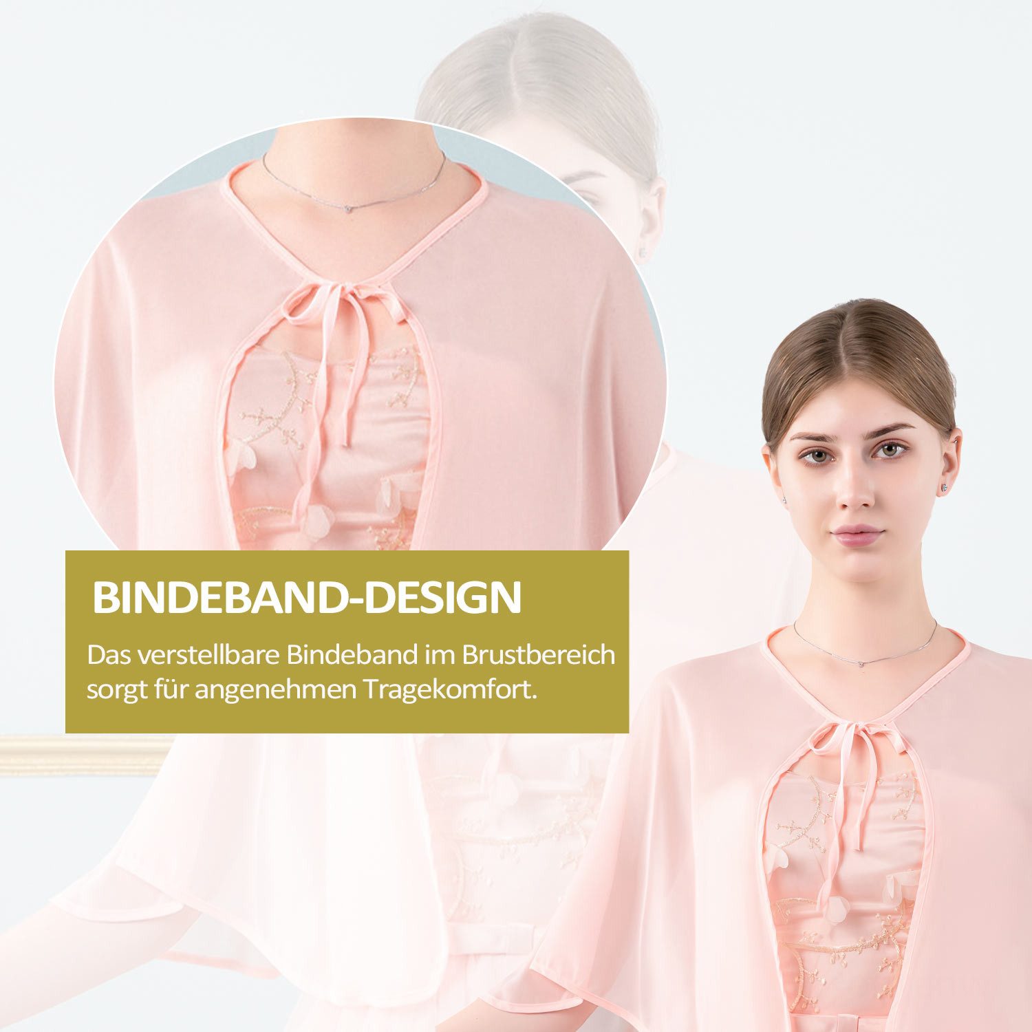 Refttenw Bolero Chiffon Bolero Damen Festlich Stola für Abendkleid, Sommer Strickjacke Brautjacke mit Band