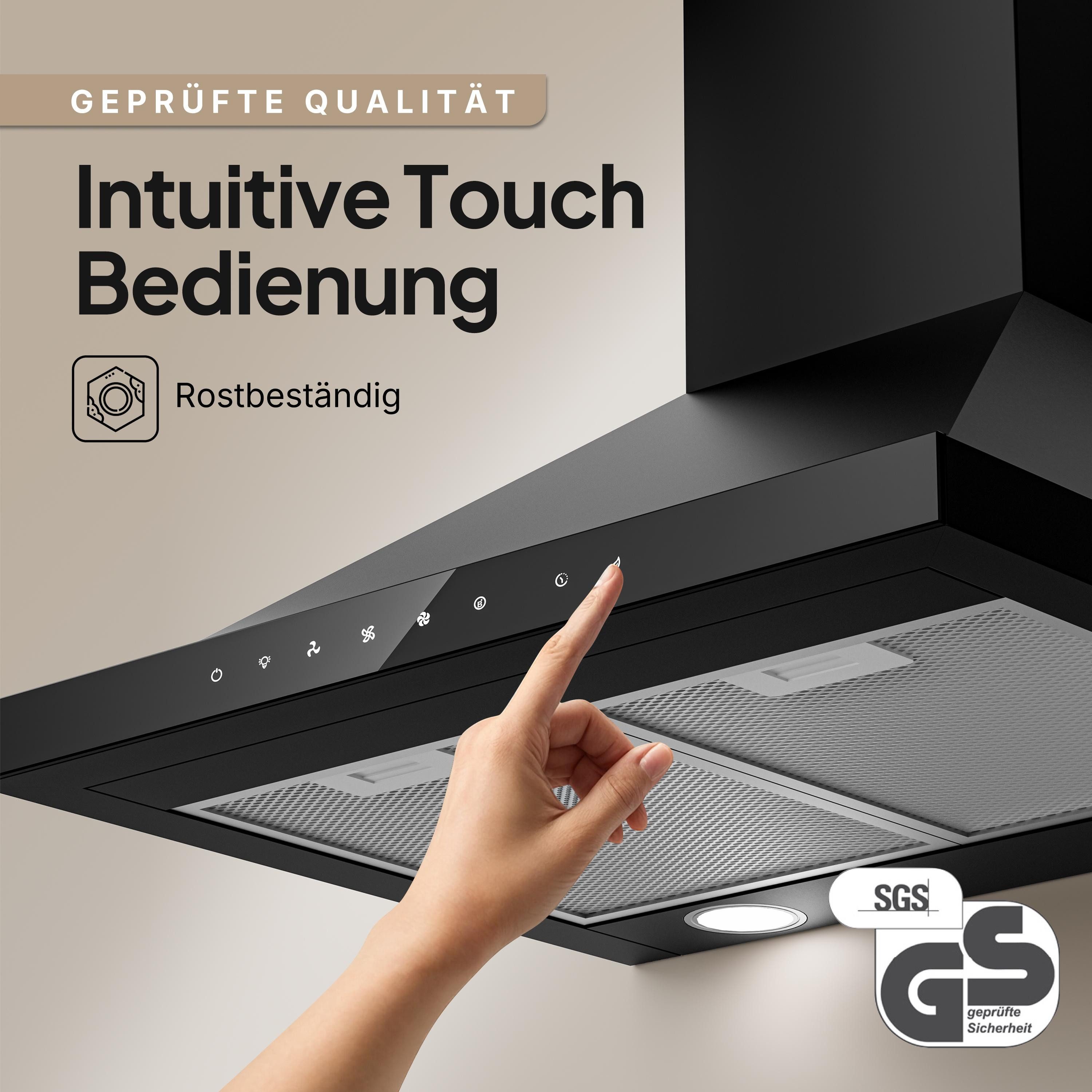 Levivo Wandhaube A+++ Dunstabzugshaube 60cm Umluft & Abluft mit 770 m³/h A+++ Dunstabzugshaube 60cm Umluft & Abluft mit 770 m³/h, Aktivkohlefiltern, Fettfiltern, LED-Beleuchtung