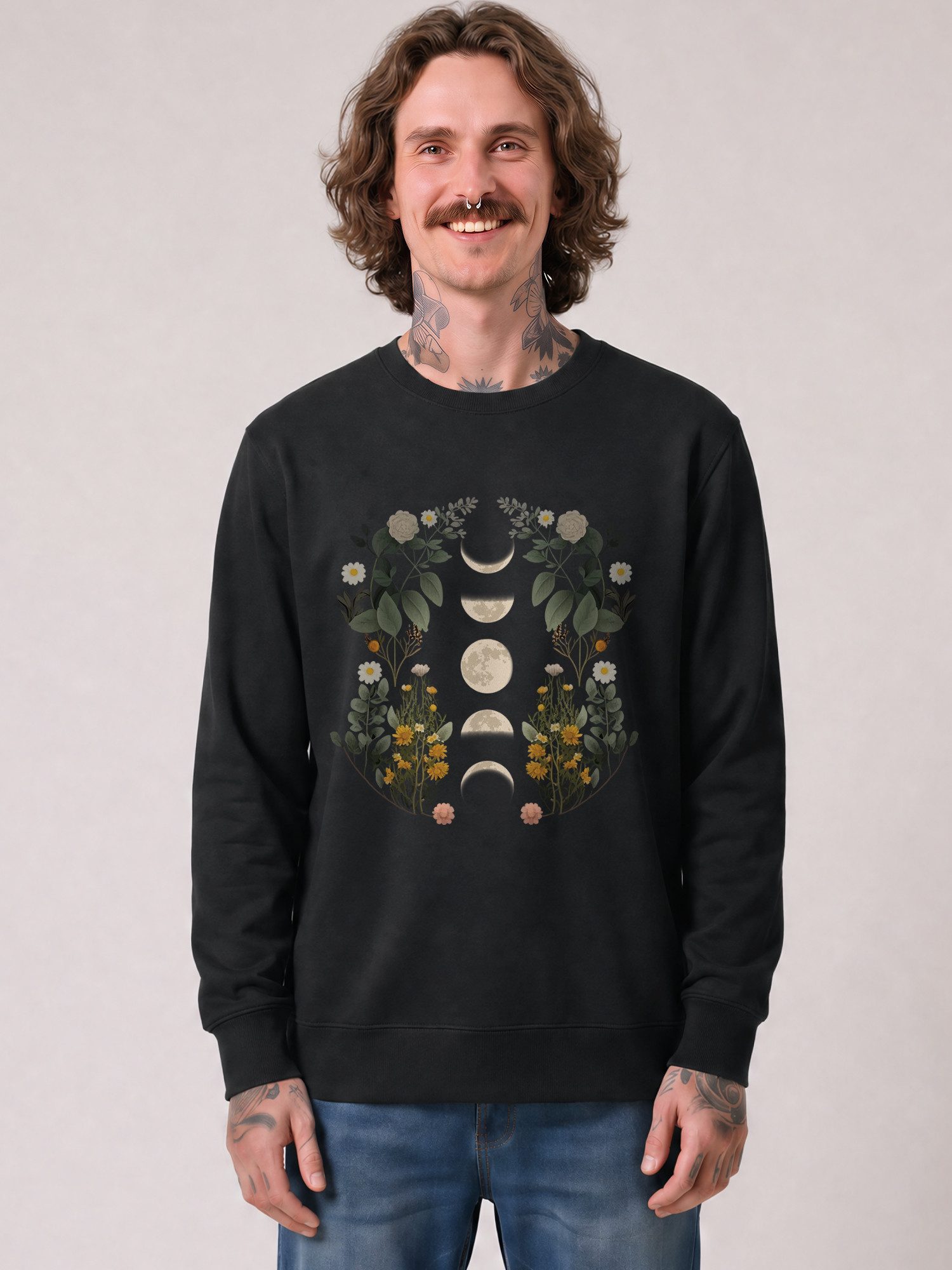 wat? Apparel Sweatshirt Moonphases & Flowers