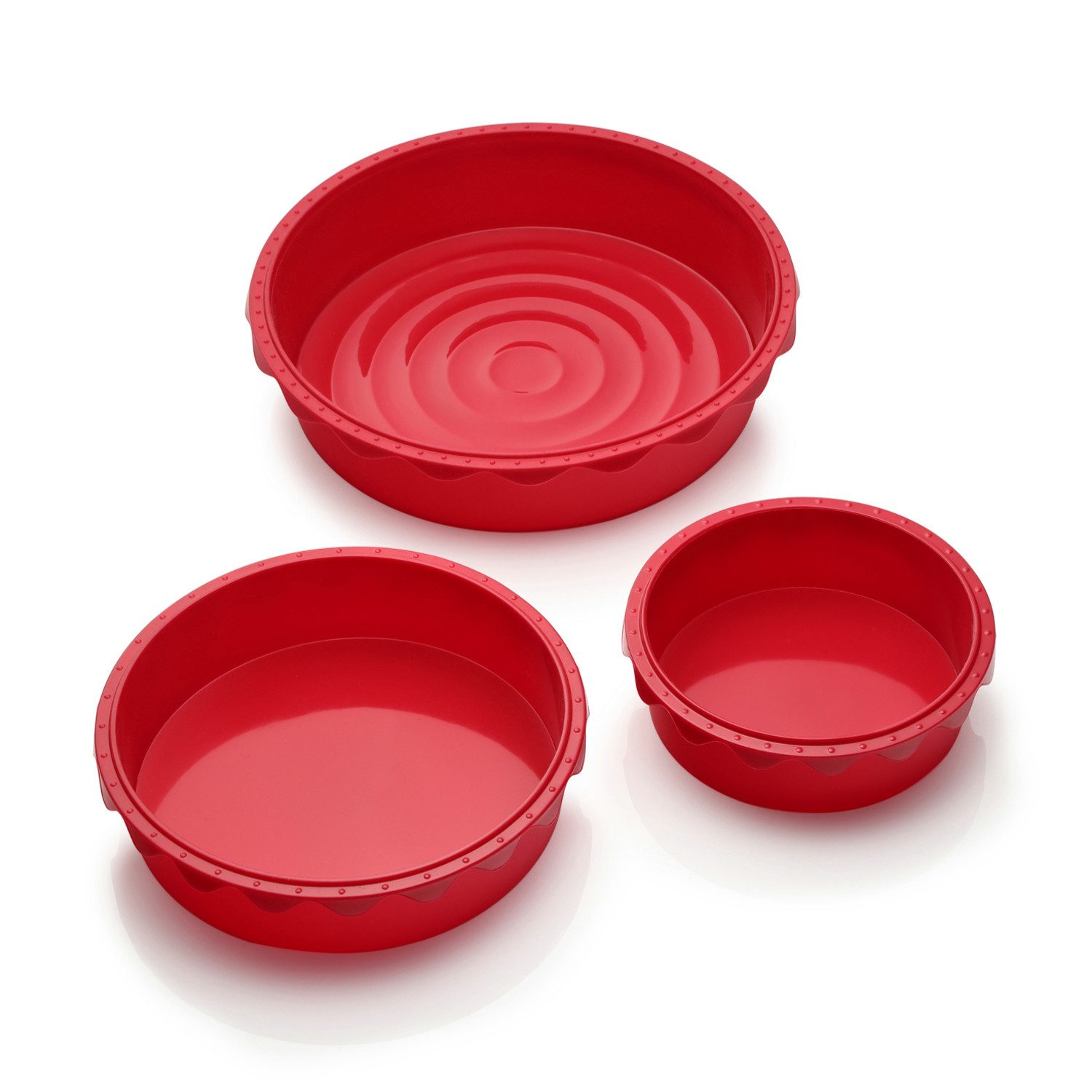 Coolinato Backform Coolinato Silikon runde Kuchenbackform Set 3tlg. ROT, inkl. Rezepte