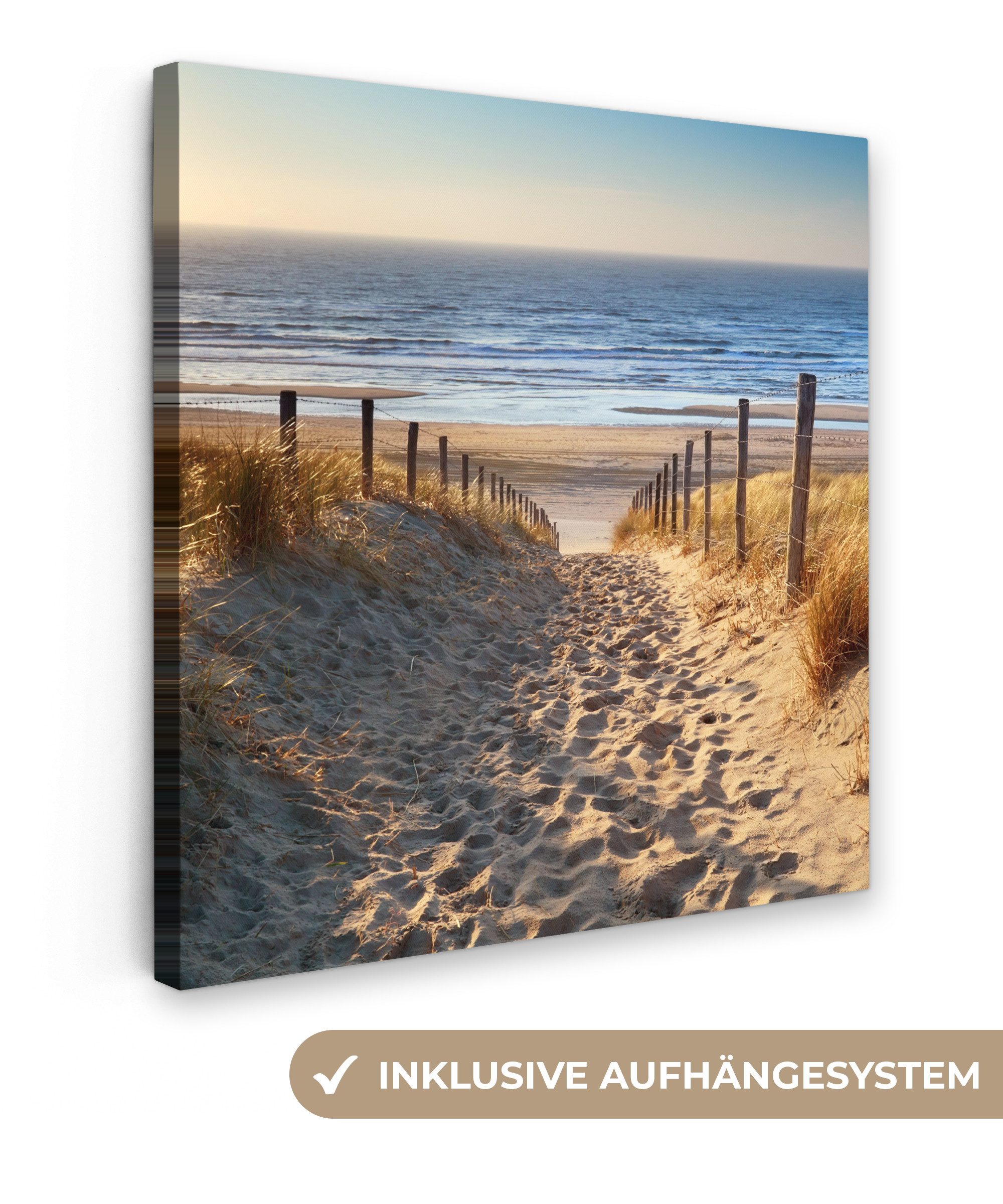OneMillionCanvasses® Leinwandbild Strand - Meer - Niederlande - Dünen - Sonne, Fotodruck (1 St), Wandbild, Deko Schlafzimmer Wohnzimmer Flur 20x20 cm
