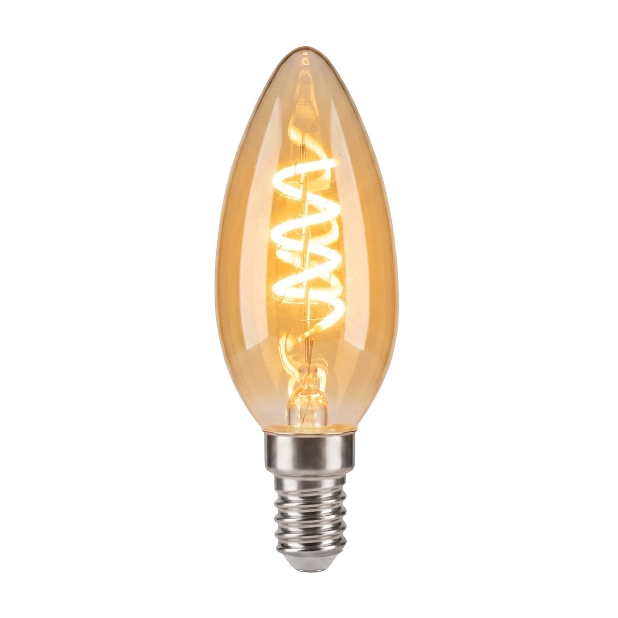 hofstein LED-Leuchtmittel 10er Set Glühbirne Extra Warmweiß dimmbar 4 Watt, E14, 2200 Kelvin, 220 Lumen, Kerze, Filament Spirale, Amber