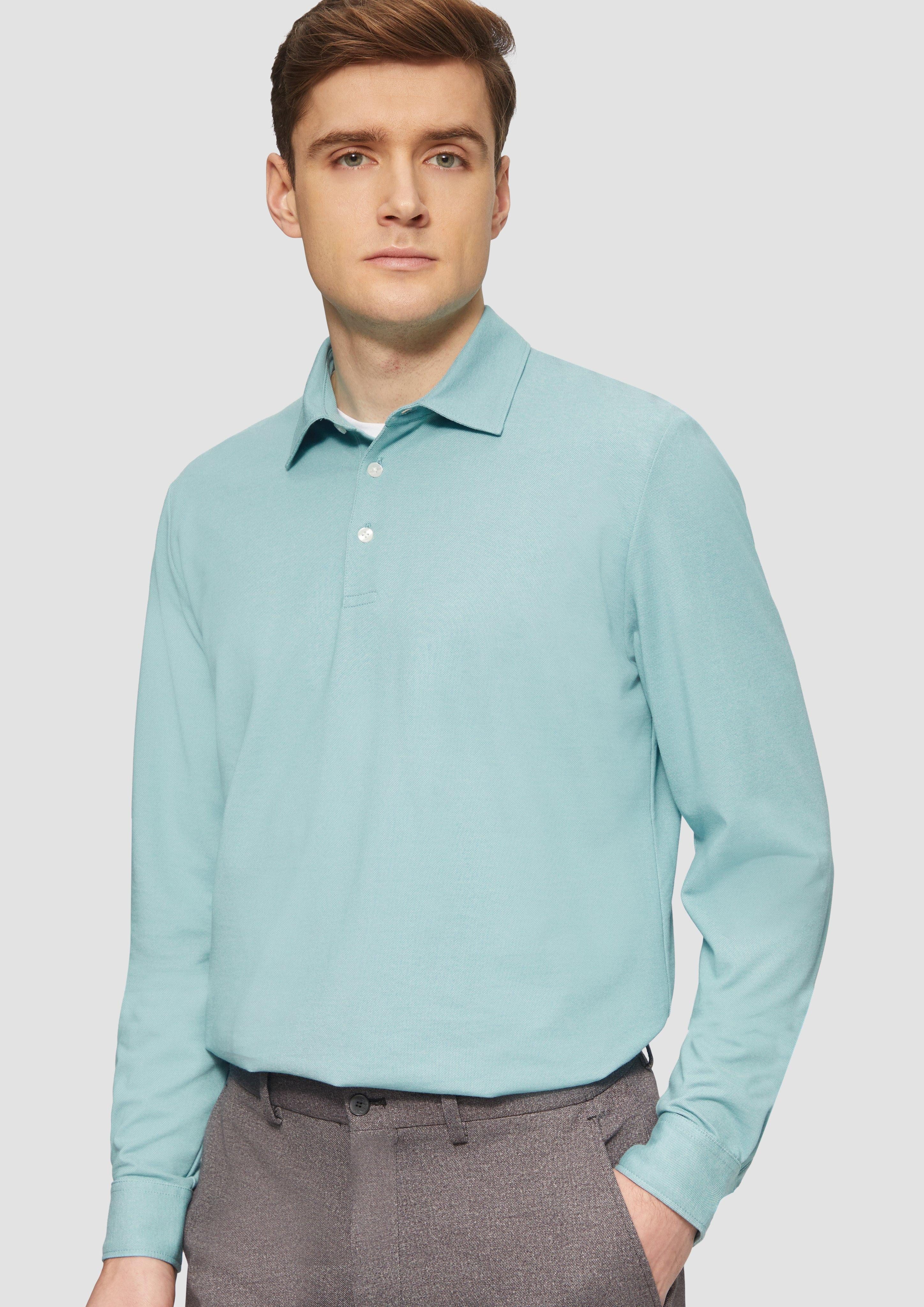 Langarmshirt Langärmeliges Poloshirt aus feinem Piqué