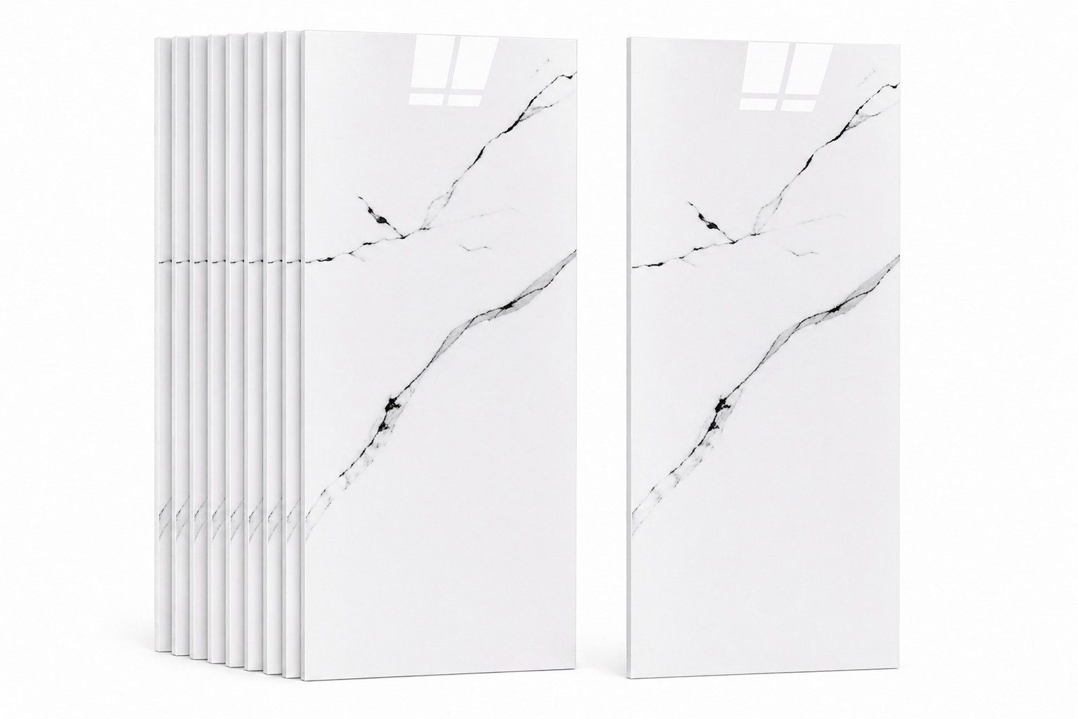 H-basics Fliesenaufkleber Klebefliesen Weiß Marmor 60×30 cm 10 Stk 3D Fliesenoptik (Marmor Optik), Wasserfest, Hitzebeständig, Für Innenbereiche geeignet, Pflegeleicht