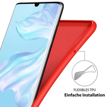 CoolGadget Handyhülle Rot als 2in1 Schutz Cover Set für das Huawei P Smart 2019 6,21 Zoll, 2x Glas Display Schutz Folie + 1x TPU Case Hülle für P Smart 2019
