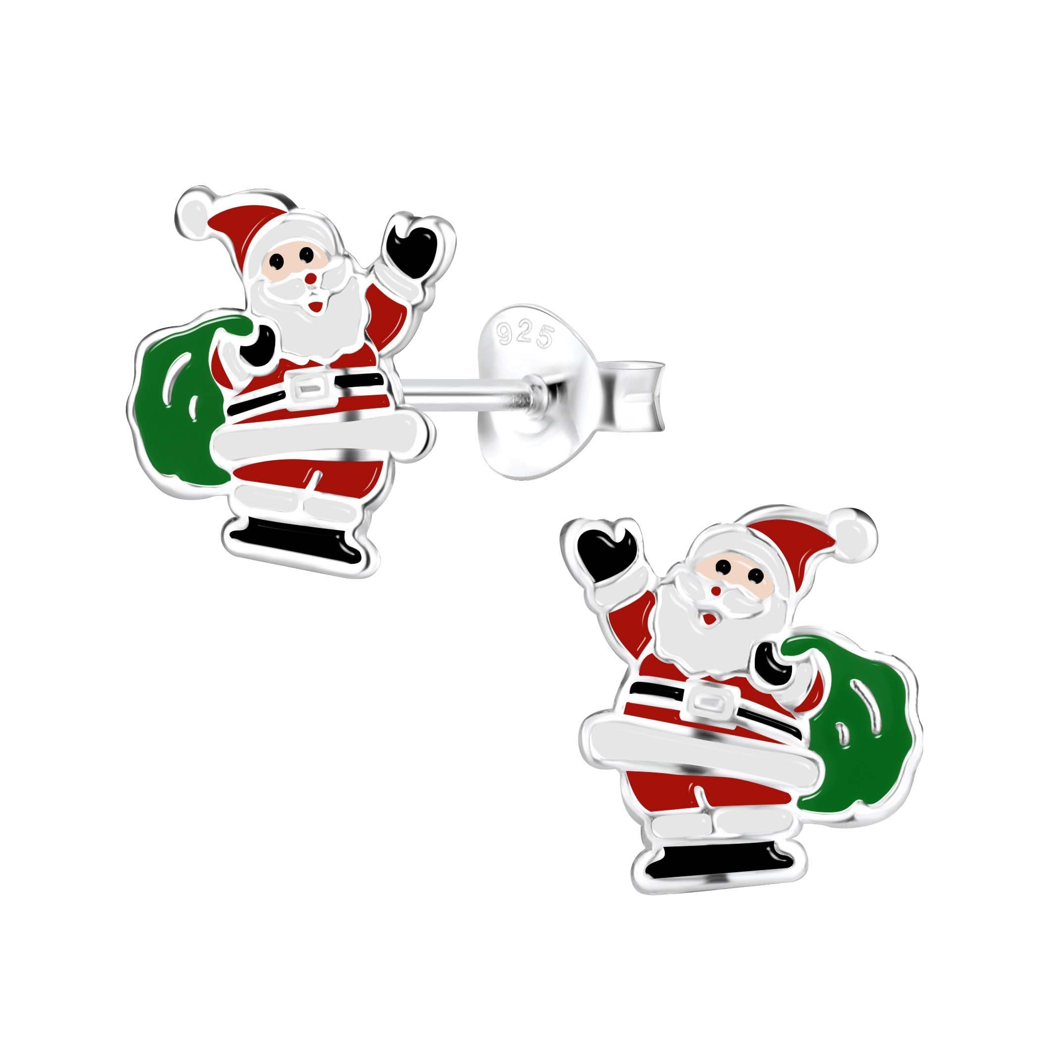schmuck23 Paar Ohrstecker Kinder Ohrringe Nikolaus Weihnachten 925 Silber, Kinderschmuck