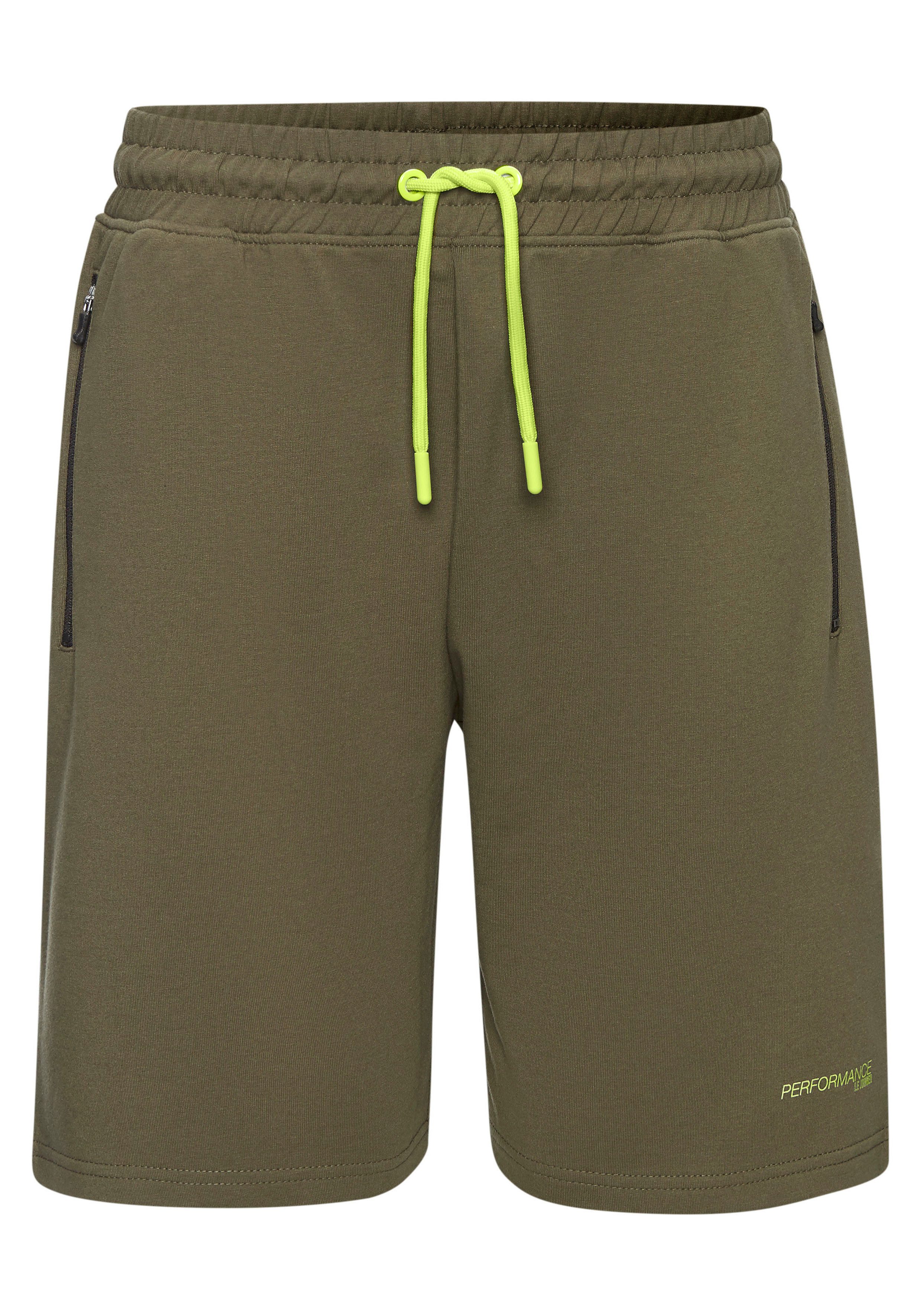 Le Jogger Performance Funktionsshorts Perfomance Shorts mit Kontrast-Kordel und Reißverschlusstaschen