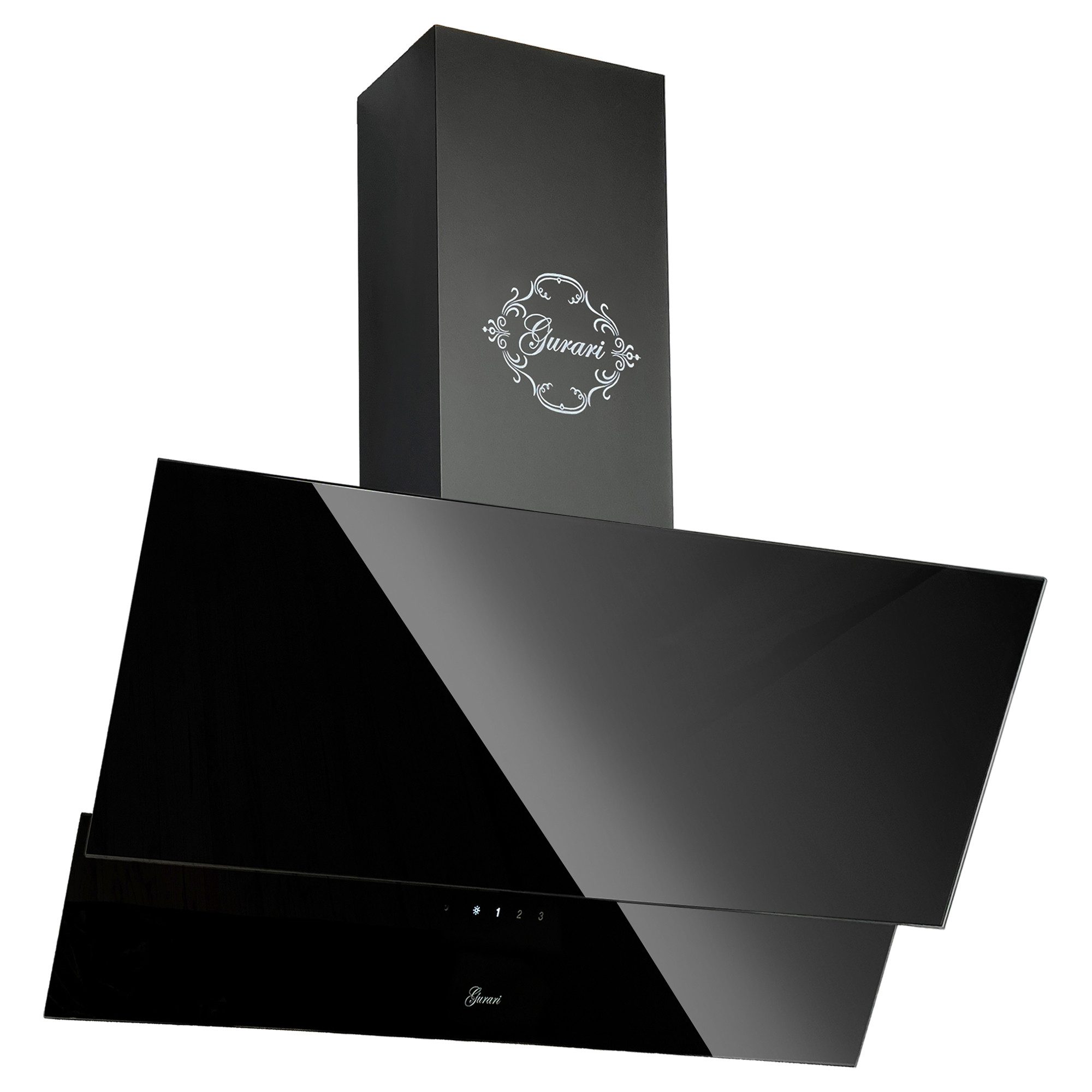 GURARI Kopffreihaube GCH D 268 BL 6 PRIME N, Dunstabzugshaube 60 cm Umluft/Abluft 1000m³/h GCH D 268 BL 6 PRIME N, Dunstabzugshaube 60 cm Umluft/Abluft 1000m³/h, Schwarz Glas, TouchControl
