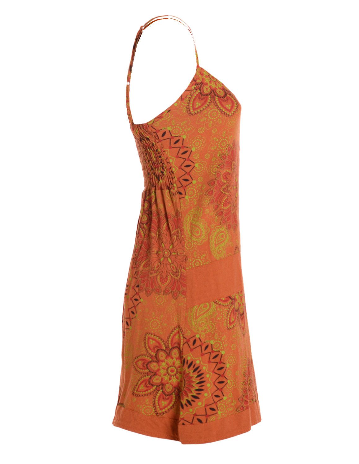 Vishes Minikleid Sommerkleid Damen Bedruckt Spaghettiträger Jersey Baumwolle Alternative Mode, Boho, Hippie, Ethno, Festival