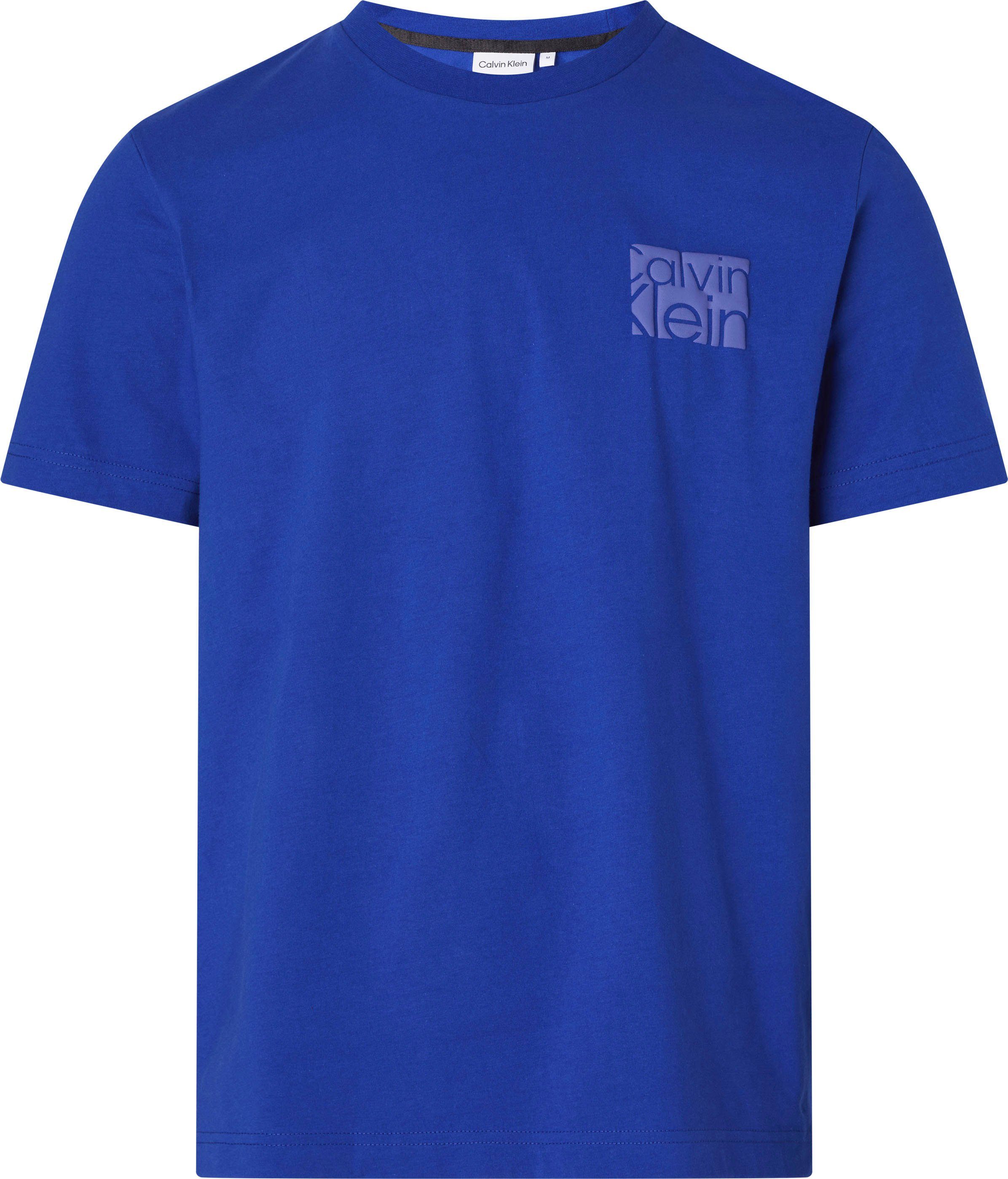 Calvin Klein Kurzarmshirt mit azure mid Calvin auf Logo Klein blue Brust der