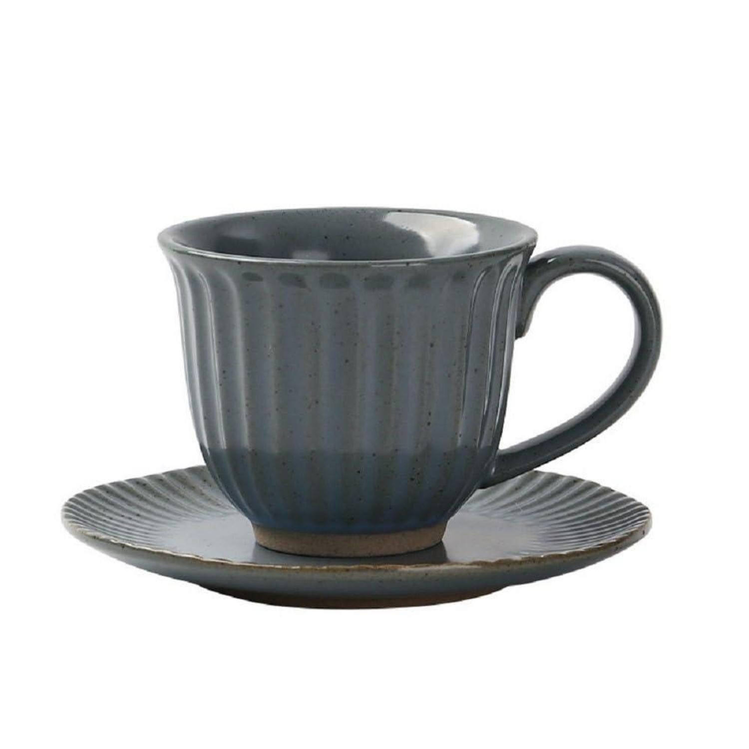 LuxusKollektion Cappuccinotasse Cappuccino Tasse mit Unterteller 160ml Blau, Keramik