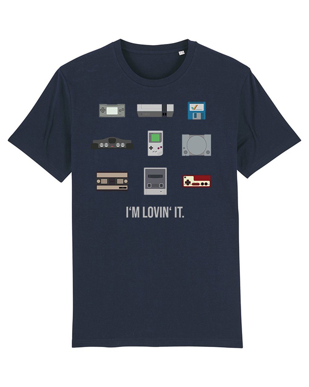 dunkelblau Print-Shirt Apparel Videogames wat? (1-tlg)