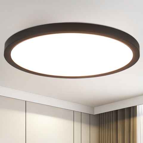 ZMH LED Deckenleuchte Schwarz/Weiß Rund Deckenlampe 24W Flach für Flur Wohnzimmer, LED fest integriert, 4000k, Ø30CM, Badezimmer, für Bad Küche, Schwarz
