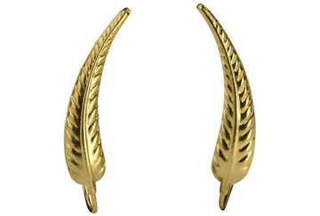 SILBERMOOS Paar Ohrklemmen Earcuffs im Blatt-Design vergoldet, 925 Sterling Silber