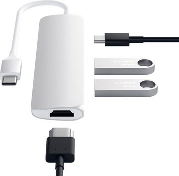 Satechi Type-C Slim Multi-Port 4K Pass-through Adapter zu HDMI, USB 3.0 Typ A, USB Typ C, 12 cm