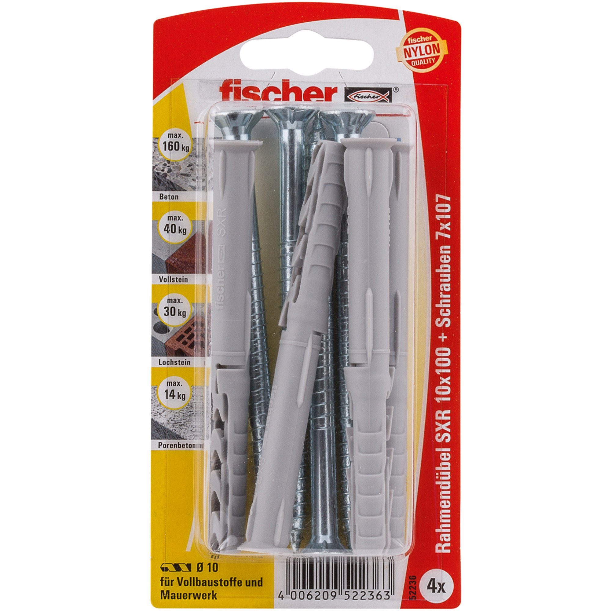 Fischer Universaldübel fischer Langschaftdübel SXR 10x100 SS K, Dübel, (4
