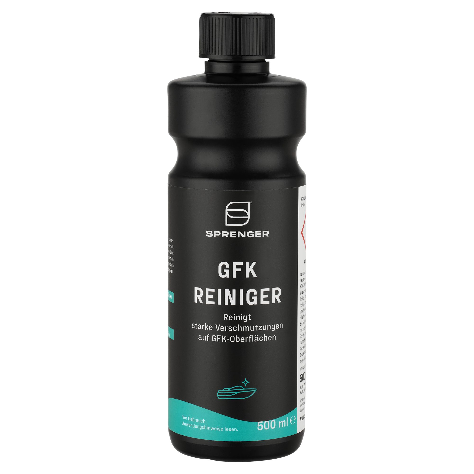 SPRENGER GFK Reiniger 500 ml Kunststoffreiniger (Bootsreiniger gegen Algen, Teer & Regenstreifen auf Gelcoat)