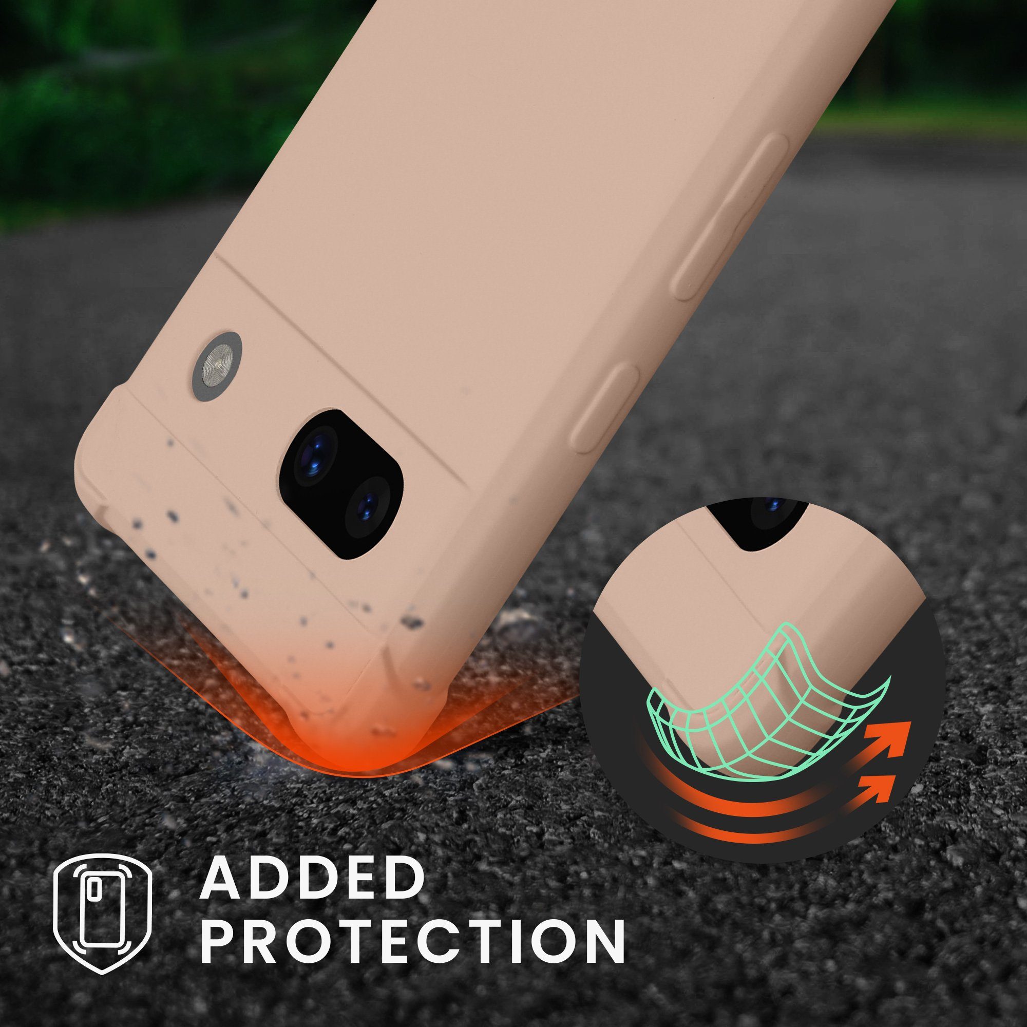 kwmobile Etui Hülle für Google Pixel 7a, mit Metall Kette zum Umhängen - Silikon Handy Cover Case Schutzhülle
