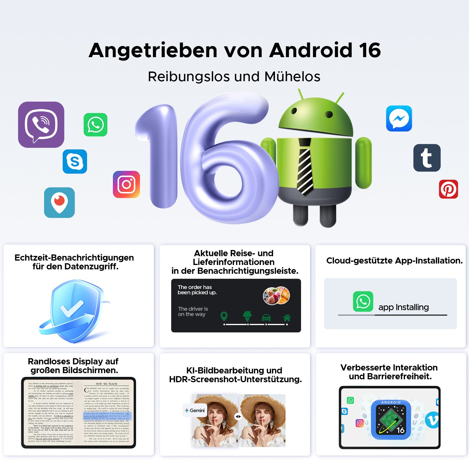 POCKAM P11 Android 16 Tablet mit Tastatur, Stift, Maus, 11 Zoll, 8800mAh Tablet (11", 8 GB, Android 16, Gemini AI, 13 MP, 5G WiFi/Widevine L1/GPS/Face ID/zwei Lautsprecher)