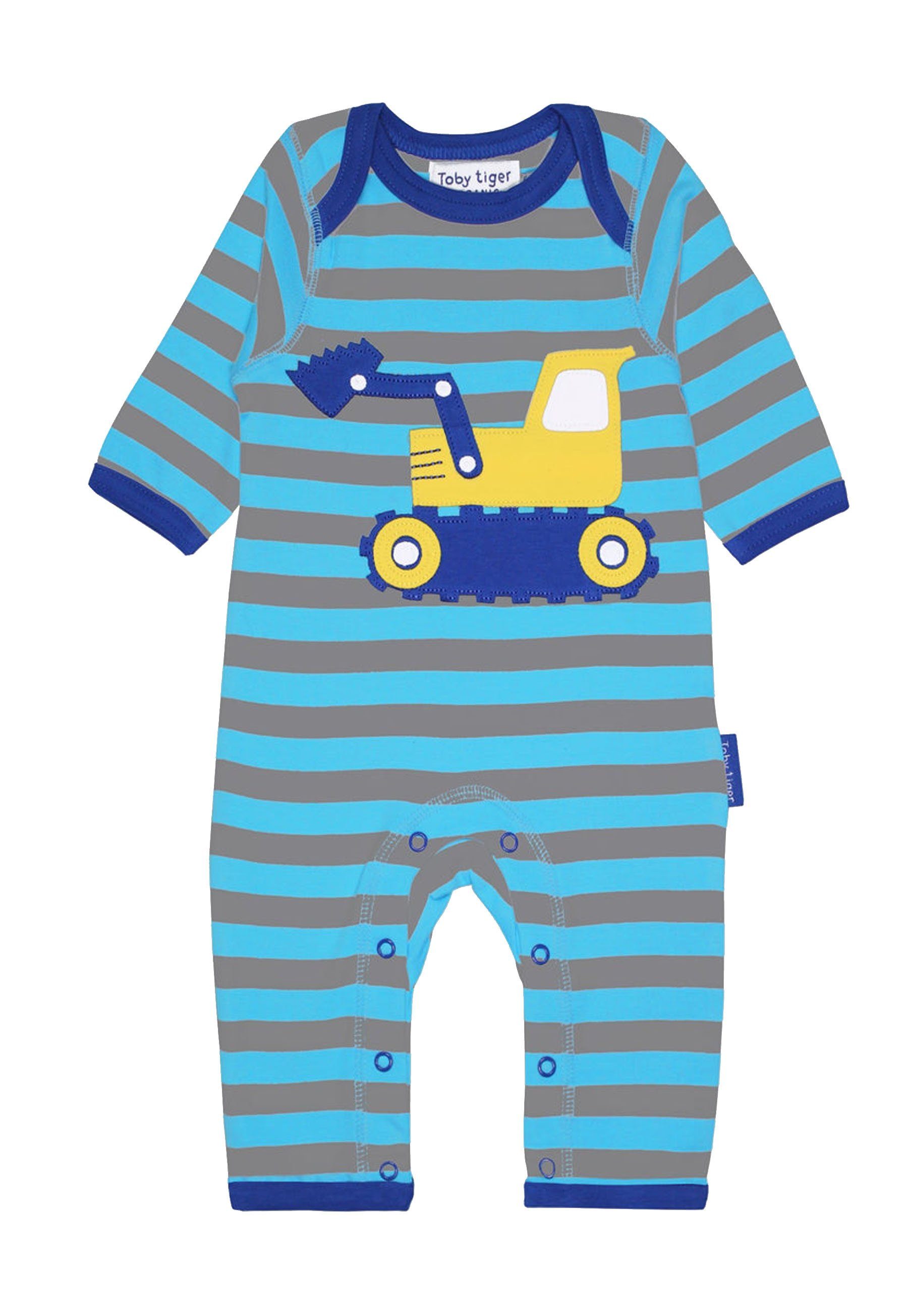 Toby Tiger Schlafanzug Schlafanzug mit Bagger Applikation