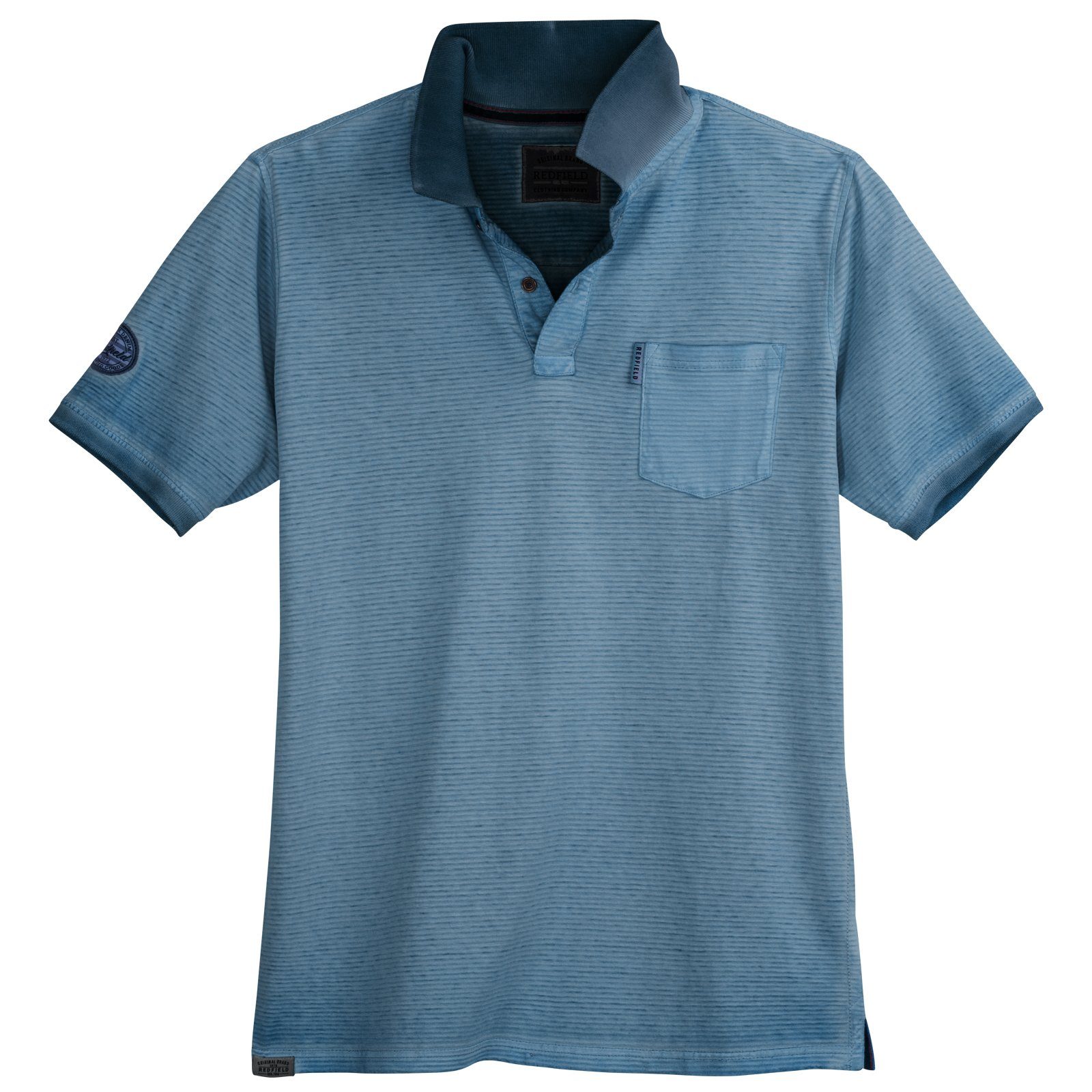 redfield Poloshirt Große Größen Herren Poloshirt Used Look blau geringelt Redfield