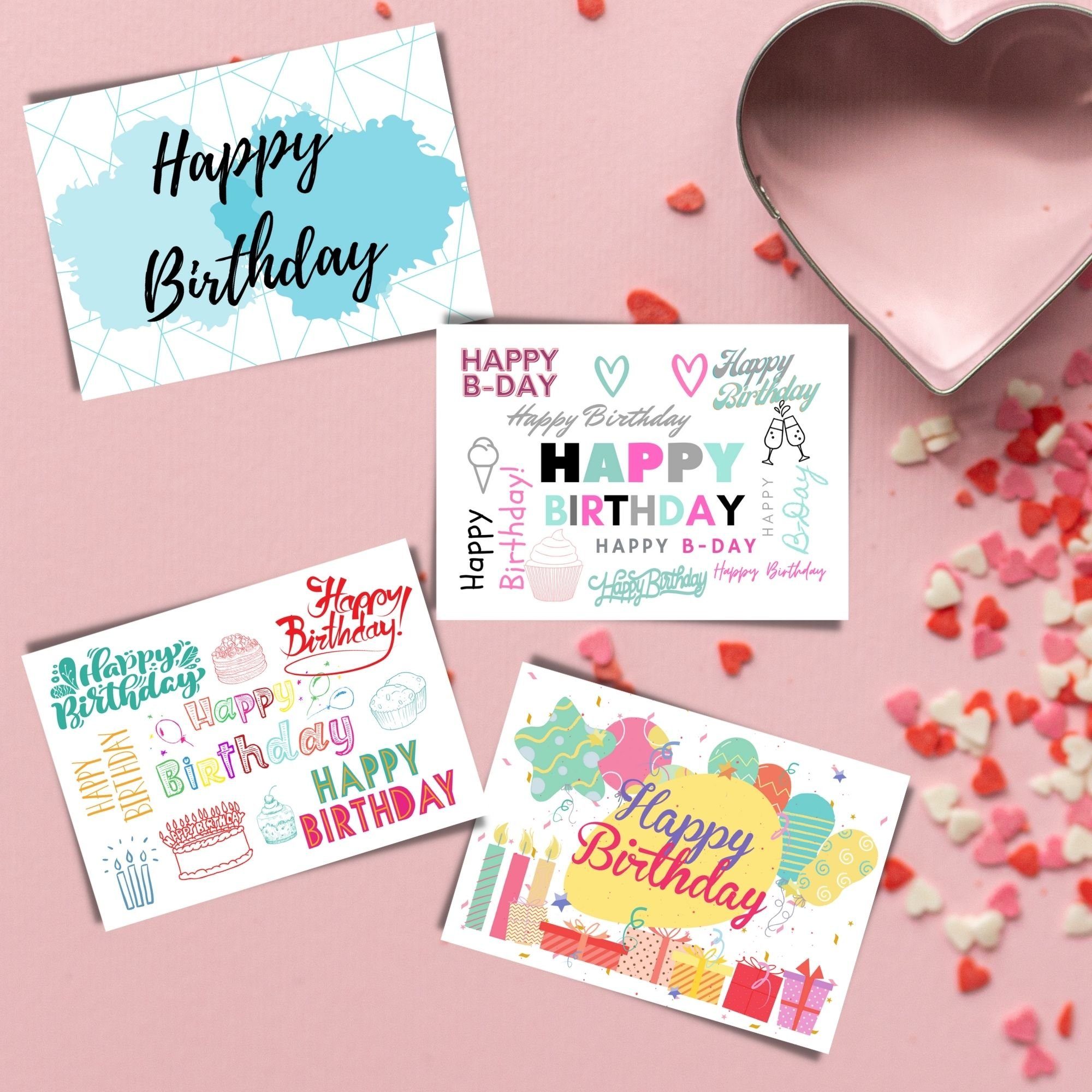 Domelo Geburtstagskarte zum Set, Set Karten Postkarten, Geburtstag Happy 16er Geburtstagskarten Birthday mit Umschlag, Grußkarten 16er Kraftpapier