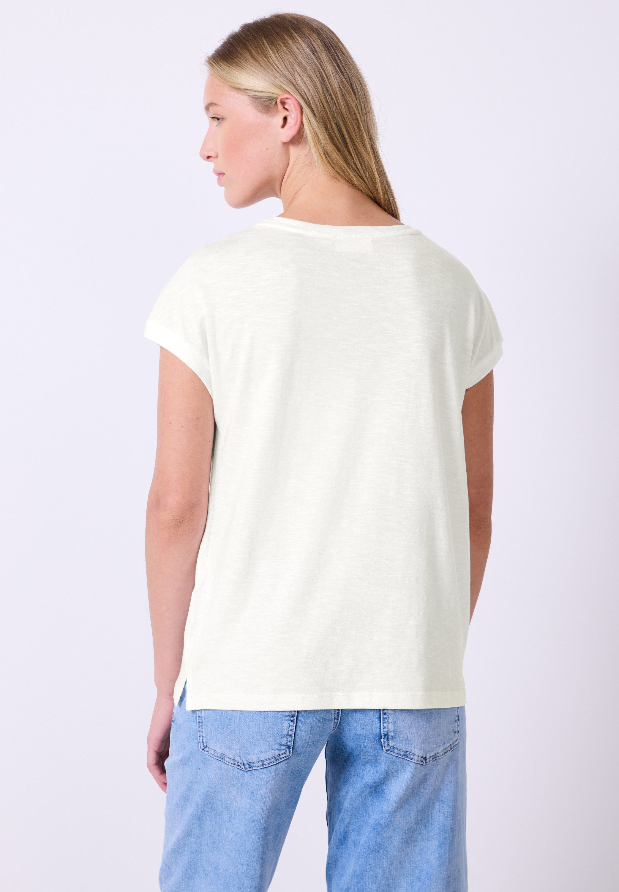 STREET ONE STUDIO T-Shirt, aus elastischem Materialmix günstig online kaufen