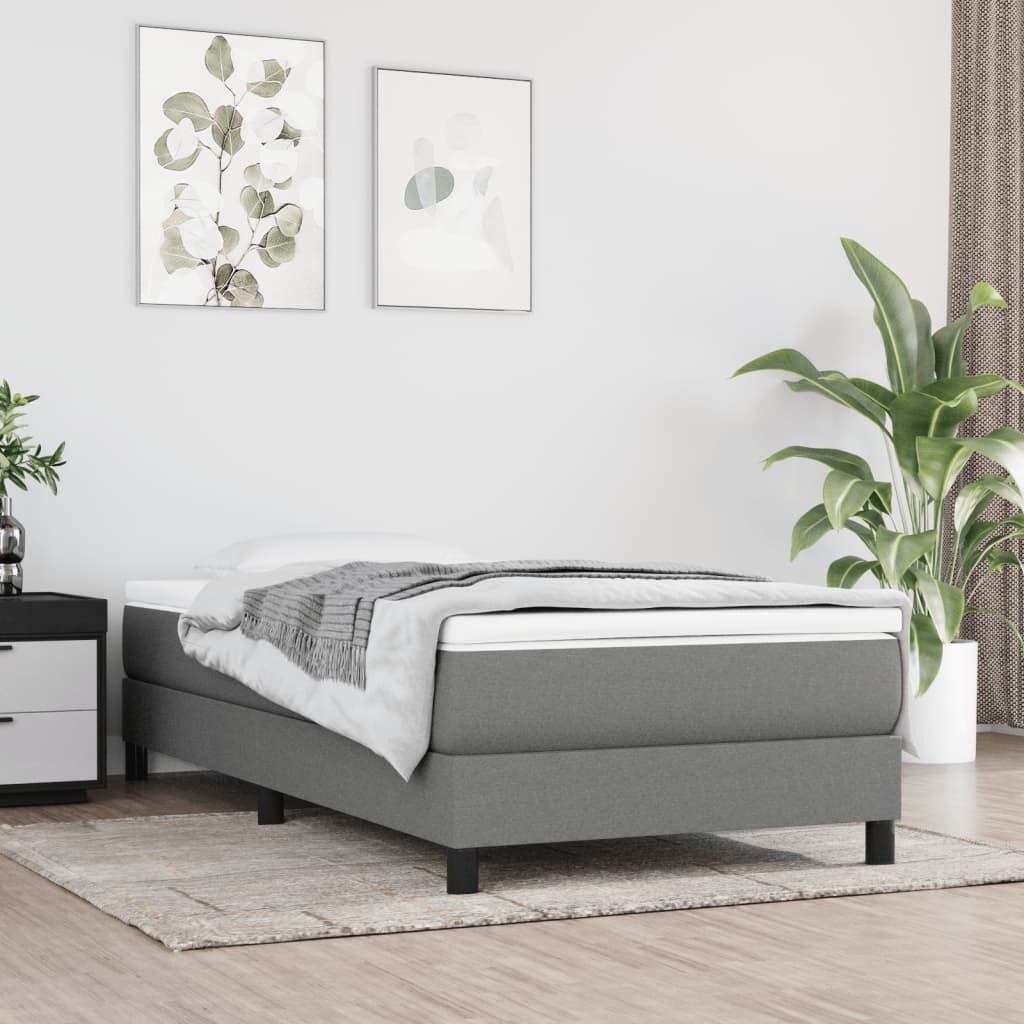 vidaXL Boxspringbett Boxspringbett mit Matratze Dunkelgrau 90x200 cm Stoff günstig online kaufen